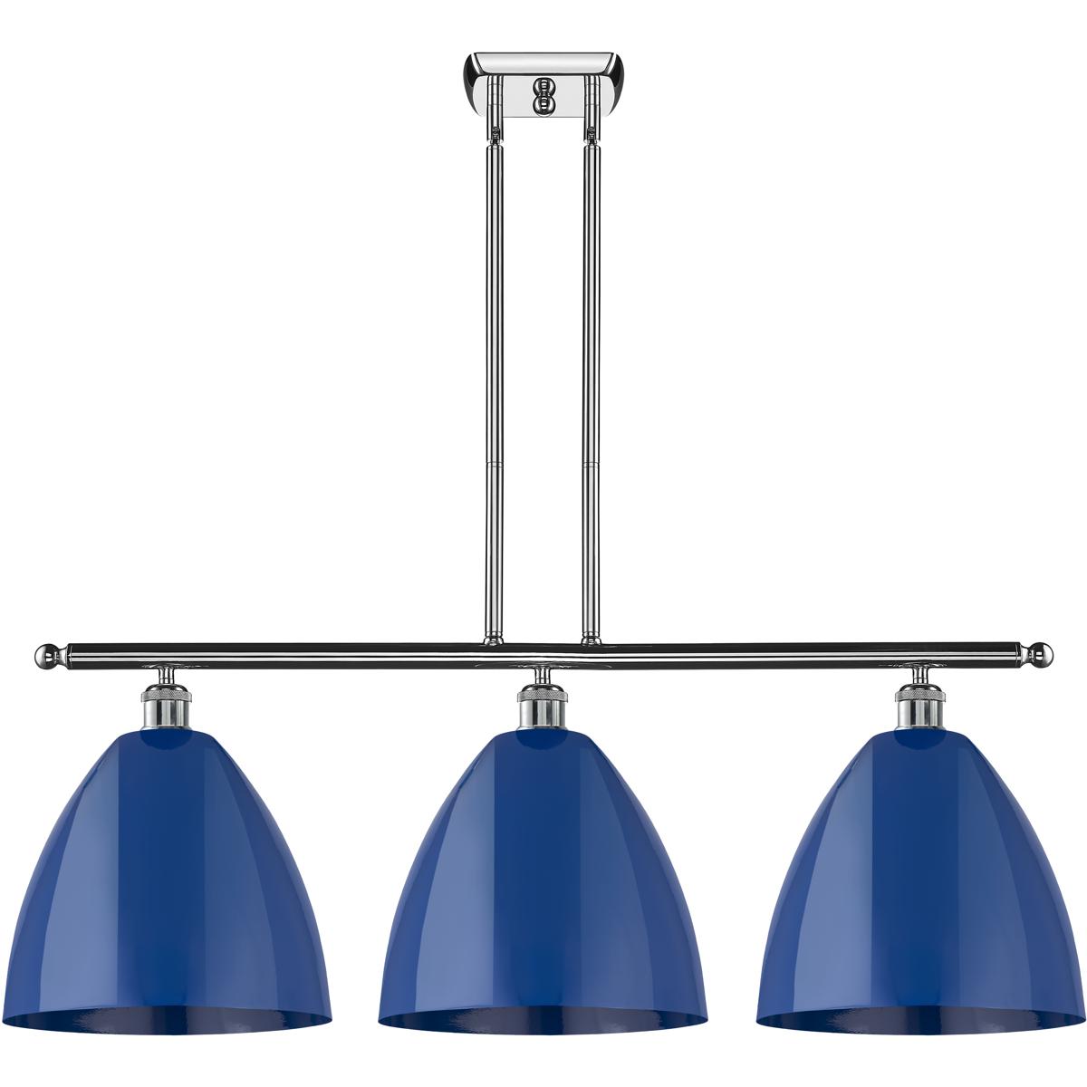 Innovations Lighting 516-3I-PC-MBD-12-BL-LED Ballston Plymouth Dome LED 38.5 inch Polished Chrome Island Light Ceiling Light in Matte Blue