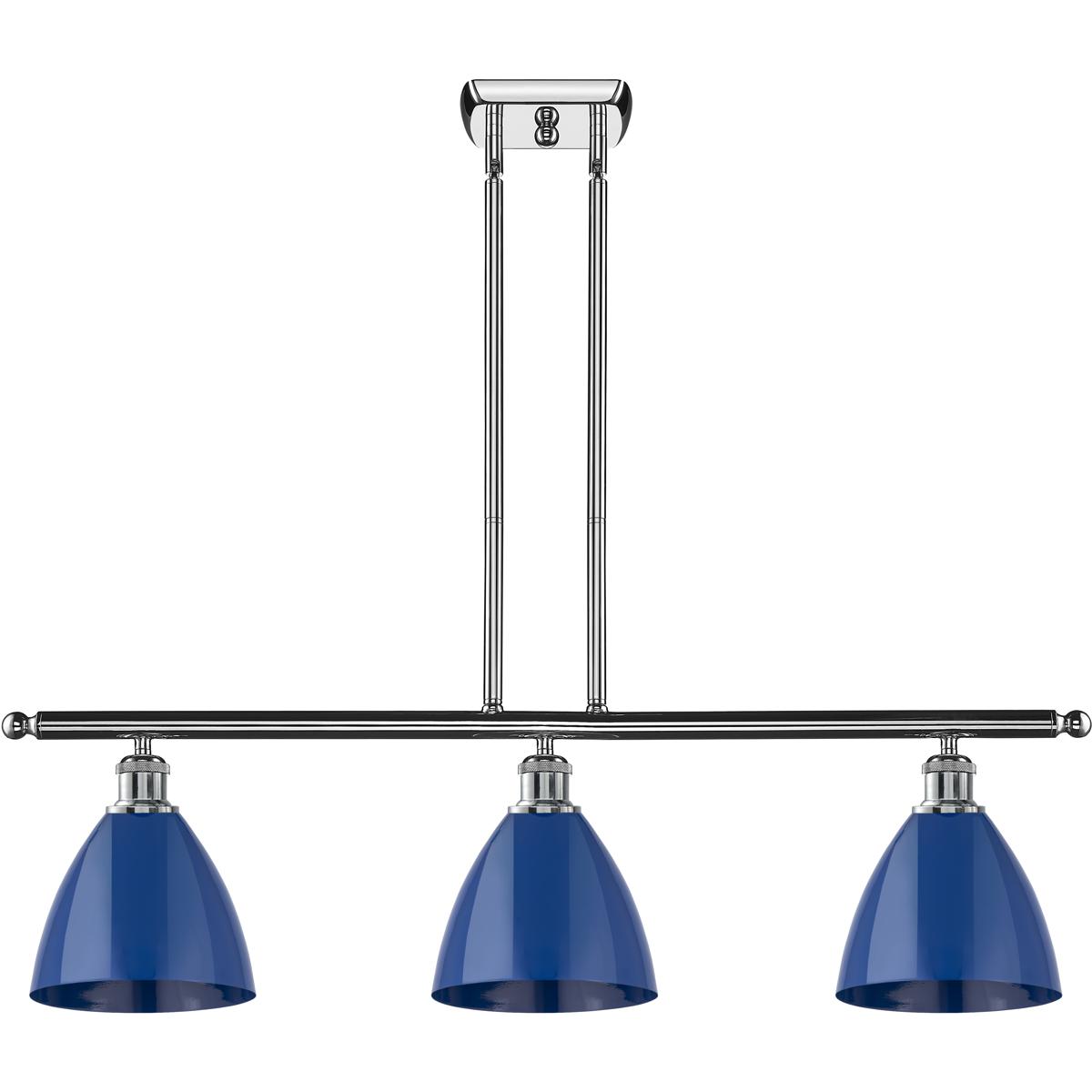 Innovations Lighting 516-3I-PC-MBD-75-BL-LED Ballston Plymouth Dome LED 36 inch Polished Chrome Island Light Ceiling Light in Matte Blue
