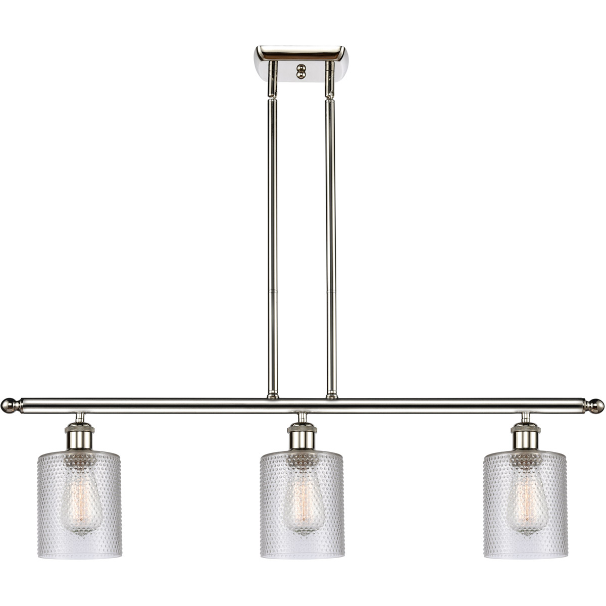 Innovations Lighting 516-3I-PN-G112-LED Ballston Cobbleskill LED 36 inch Polished Nickel Island Light Ceiling Light in Clear Glass, Ballston