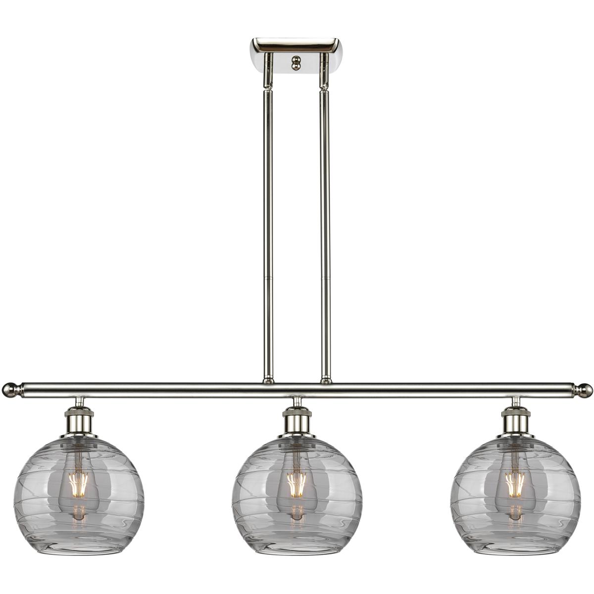 Innovations Lighting 516-3I-PN-G1213-8SM Ballston Athens Deco Swirl 3 Light 36 inch Polished Nickel Stem Hung Island Light Ceiling Light