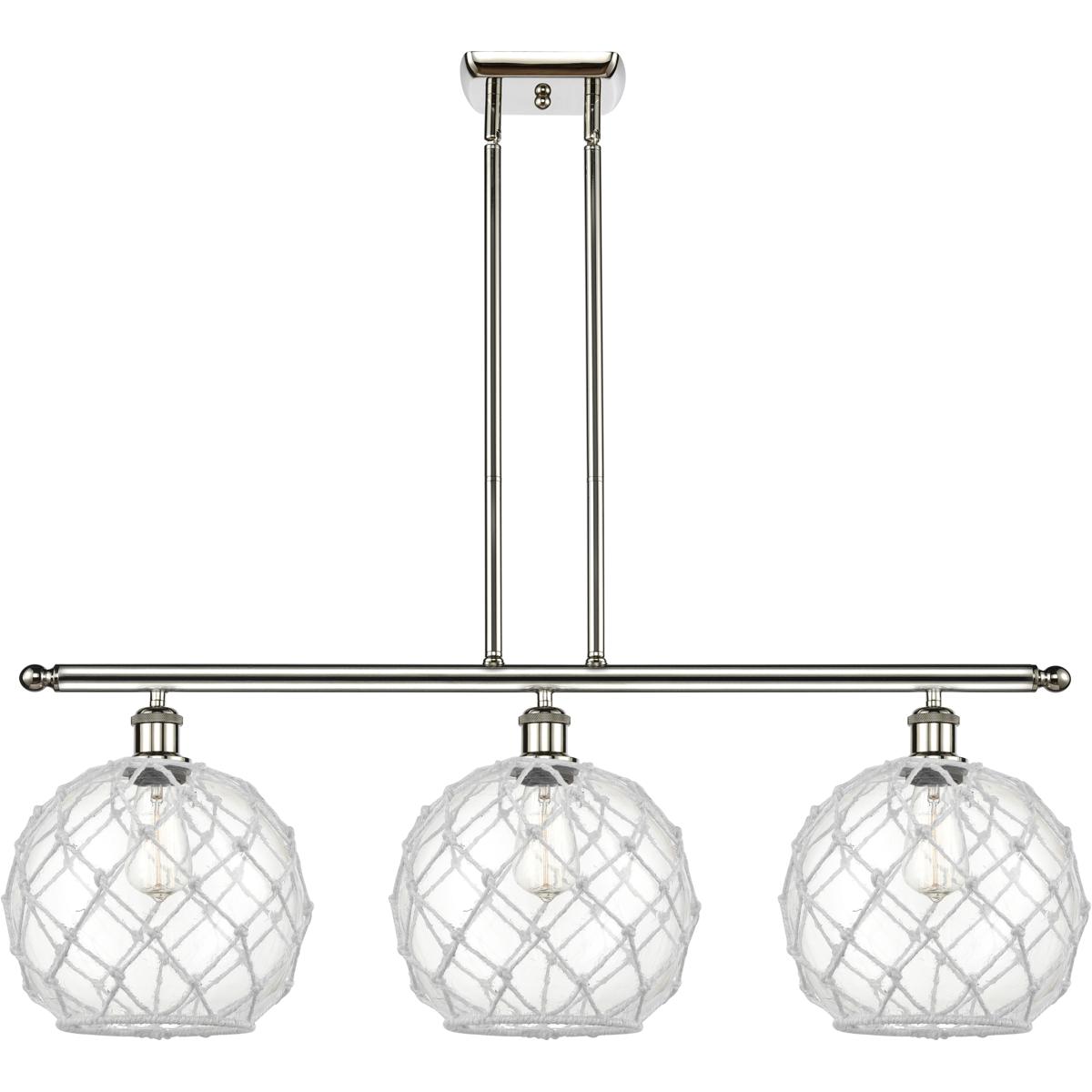 Innovations Lighting 516-3I-PN-G122-10RW-LED Ballston Large Farmhouse Rope LED 36 inch Polished Nickel Island Light Ceiling Light in Clear Glass with