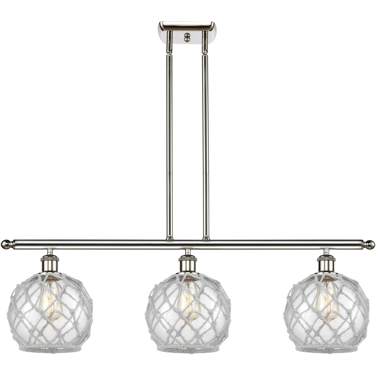 Innovations Lighting 516-3I-PN-G122-8RW-LED Ballston Farmhouse Rope LED 36 inch Polished Nickel Island Light Ceiling Light in Clear Glass with White R