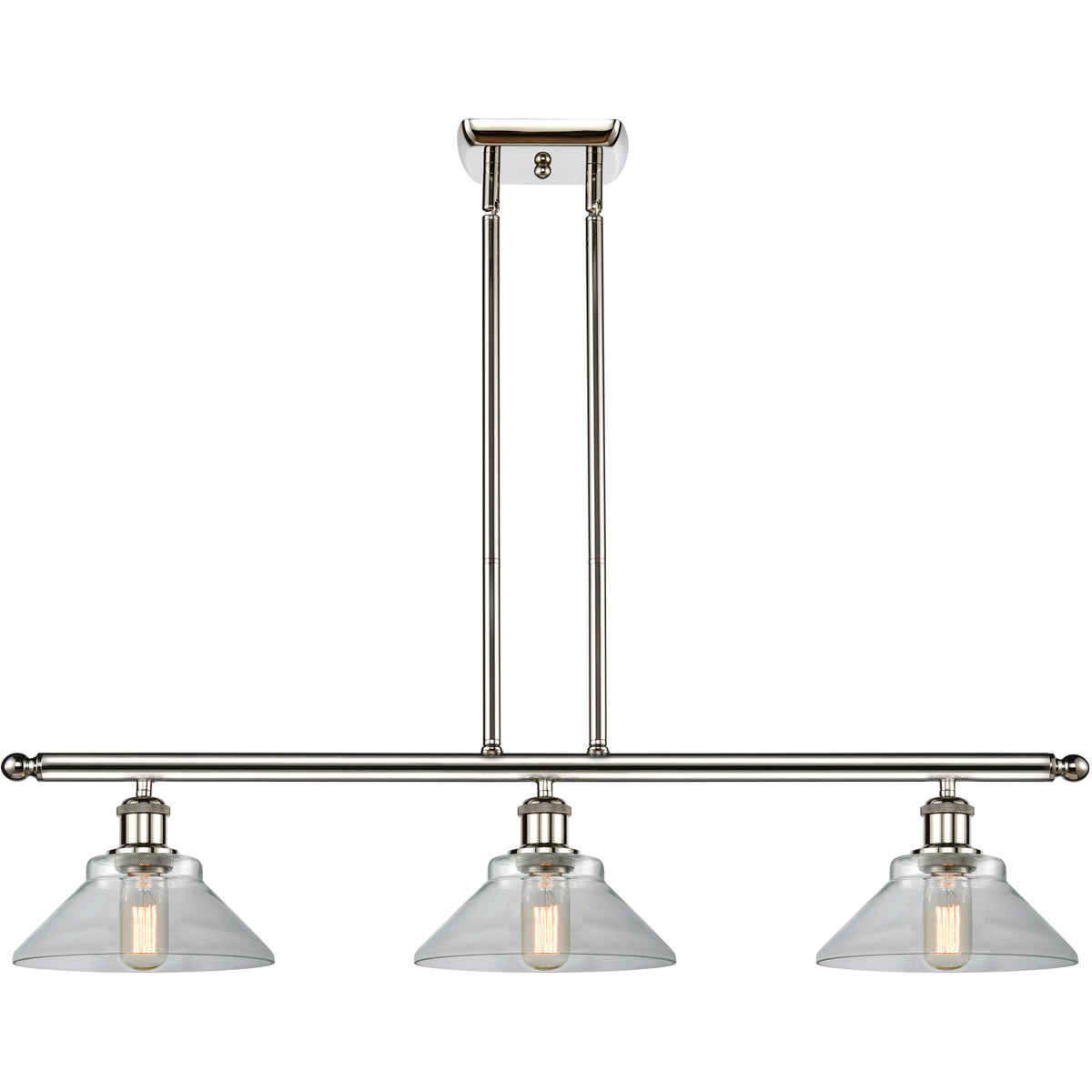 Innovations Lighting 516-3I-PN-G132-LED Ballston Orwell LED 36 inch Polished Nickel Island Light Ceiling Light in Clear Glass, Ballston