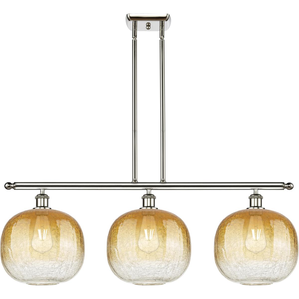 Innovations Lighting 516-3I-PN-G481-10AM Ballston Brookhaven Sphere Island Light Ceiling Light in Polished Nickel, Amber Glass