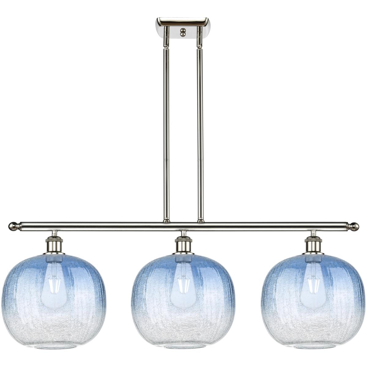 Innovations Lighting 516-3I-PN-G481-10SB Ballston Brookhaven Sphere Island Light Ceiling Light in Polished Nickel, Sapphire Blue Glass