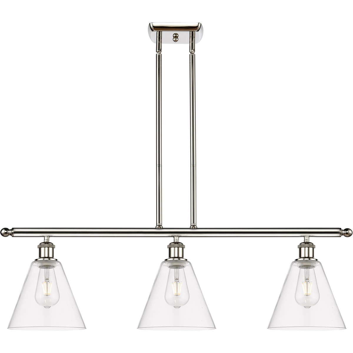 Innovations Lighting 516-3I-PN-GBC-82-LED Ballston Ballston Cone LED 36 inch Polished Nickel Island Light Ceiling Light in Clear Glass