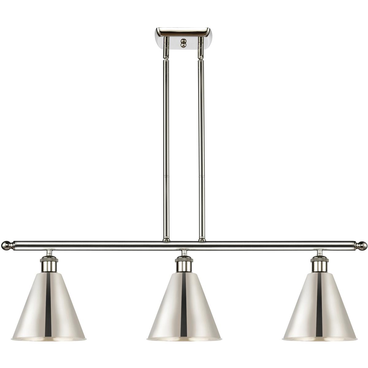 Innovations Lighting Bruno Marashlian Ballston Cone 36 Inch 3 Light Linear Suspension Light Ballston Cone - 516-3I-PN-MBC-8-PN - Nautical