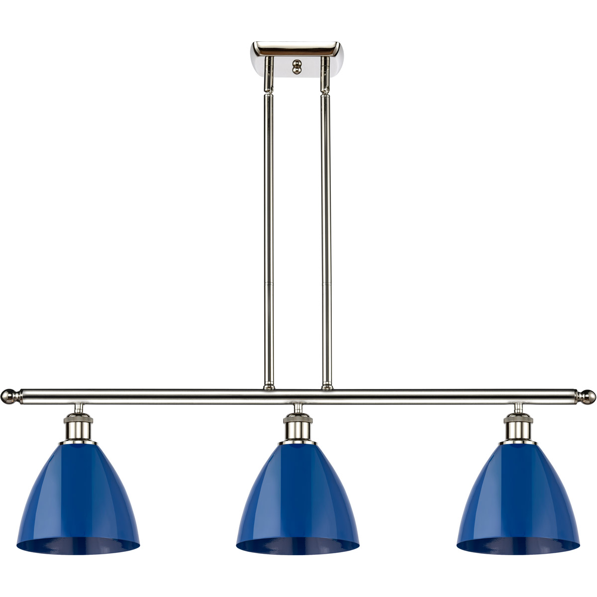 Innovations Lighting 516-3I-PN-MBD-75-BL-LED Ballston Plymouth Dome LED 36 inch Polished Nickel Island Light Ceiling Light in Matte Blue