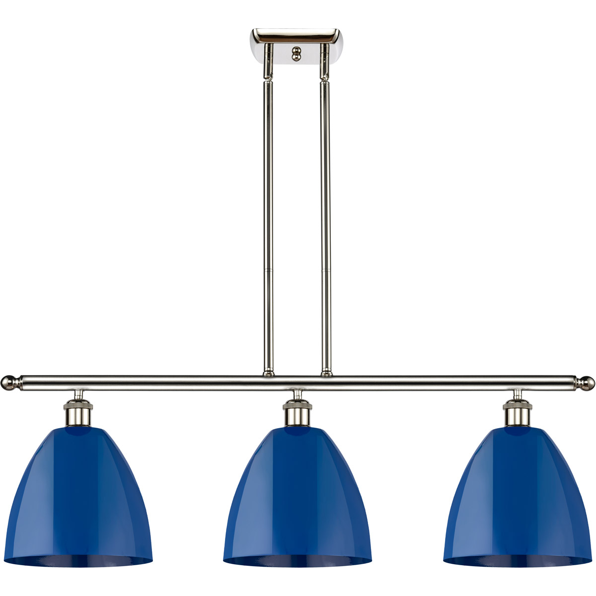 Innovations Lighting 516-3I-PN-MBD-9-BL-LED Ballston Plymouth Dome LED 36 inch Polished Nickel Island Light Ceiling Light in Matte Blue