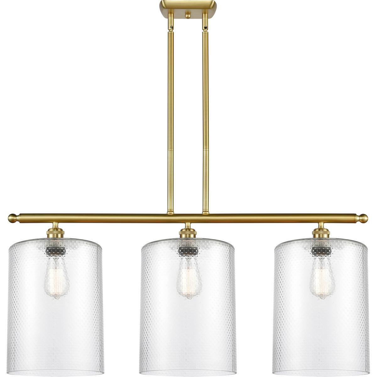 Innovations Lighting 516-3I-SG-G112-L Ballston Cobbleskill 3 Light 36 inch Satin Gold Island Light Ceiling Light in Clear Glass