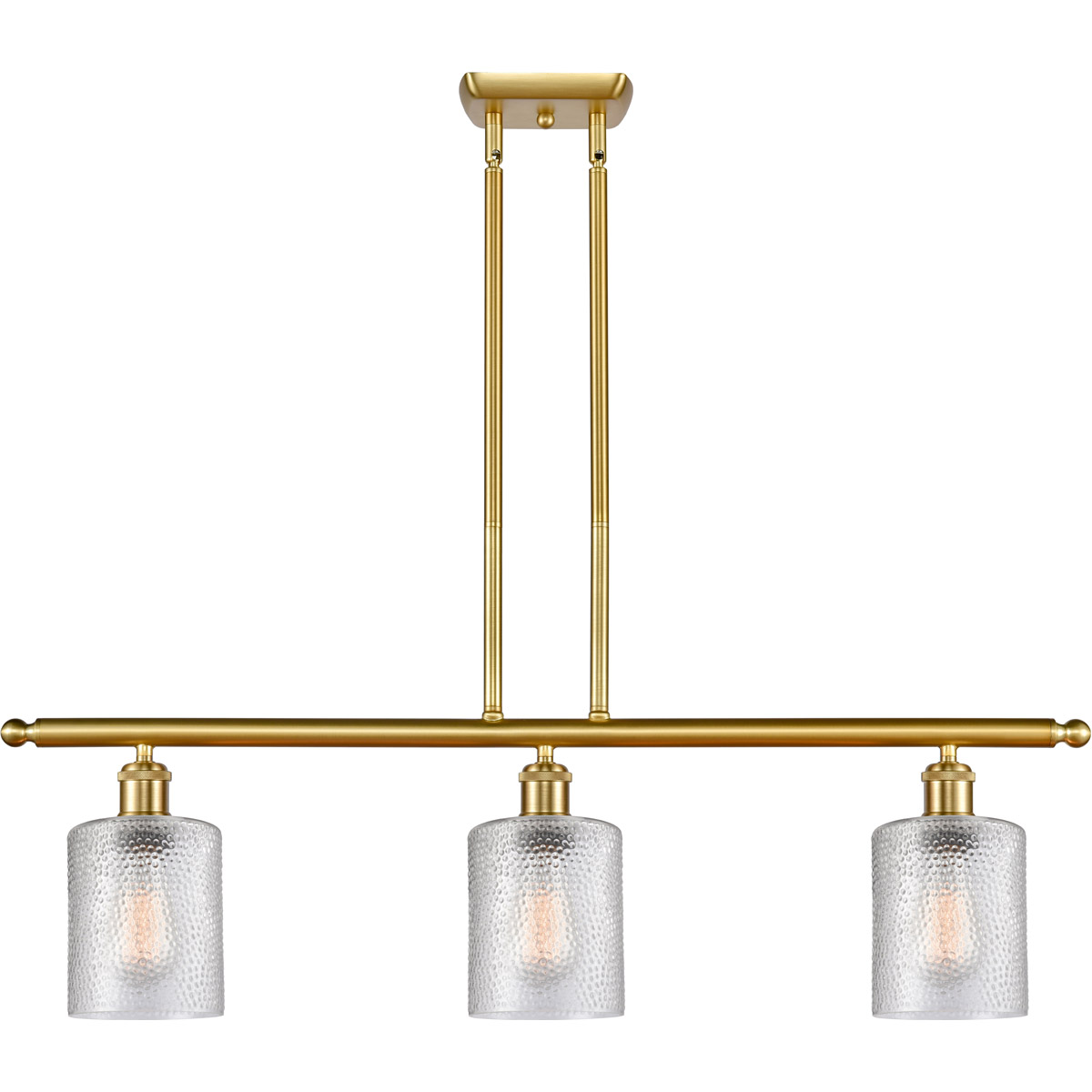Innovations Lighting 516-3I-SG-G112-LED Ballston Cobbleskill LED 36 inch Satin Gold Island Light Ceiling Light in Clear Glass, Ballston