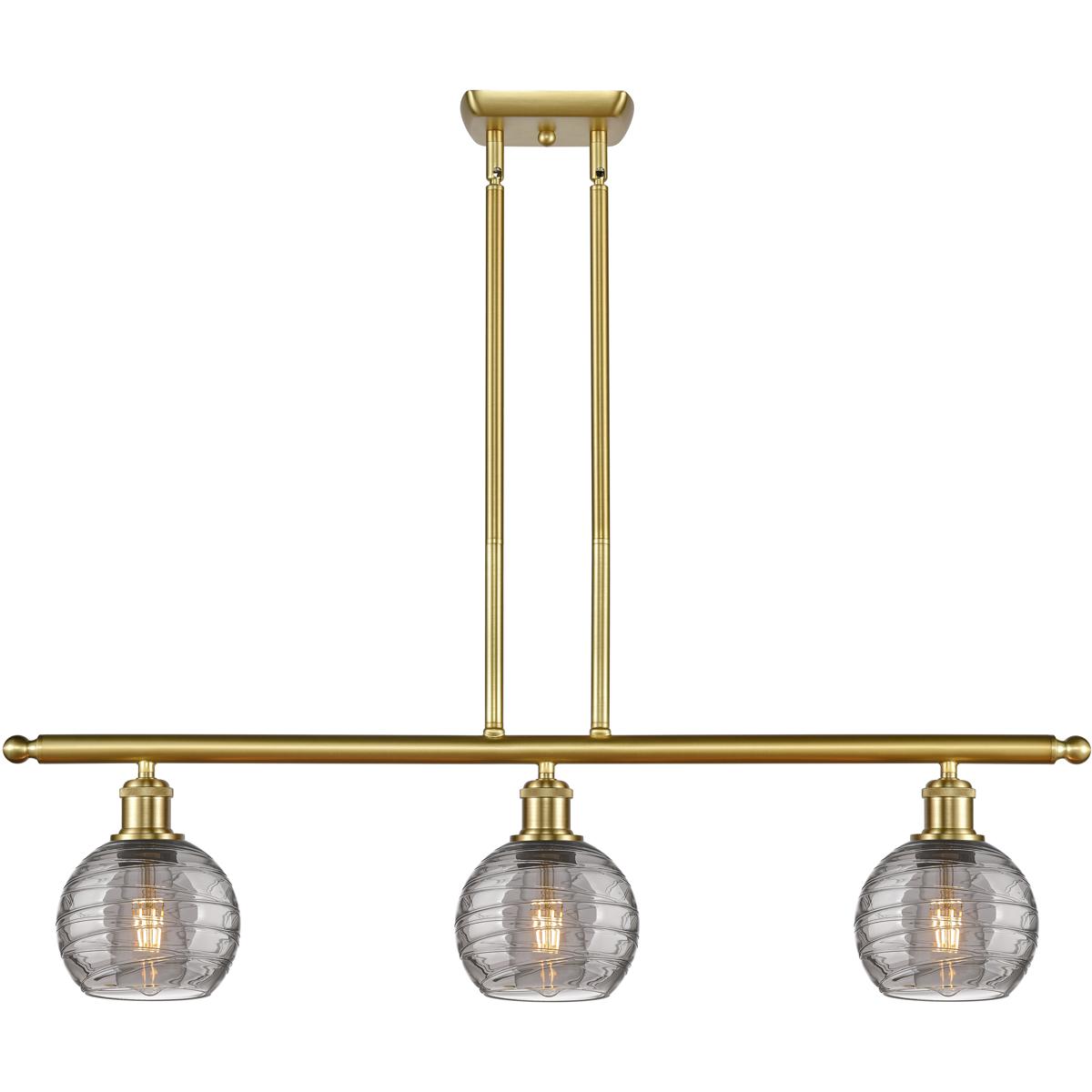 Innovations Lighting 516-3I-SG-G1213-6SM Ballston Athens Deco Swirl 3 Light 36 inch Satin Gold Stem Hung Island Light Ceiling Light