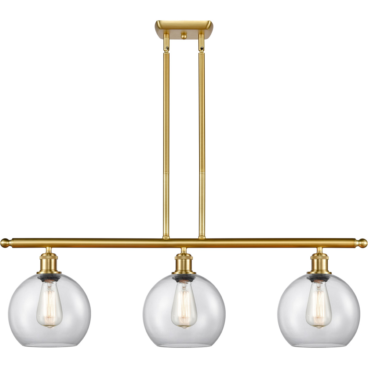Innovations Lighting 516-3I-SG-G122-8-LED Ballston Athens LED 36 inch Satin Gold Island Light Ceiling Light in Clear Glass