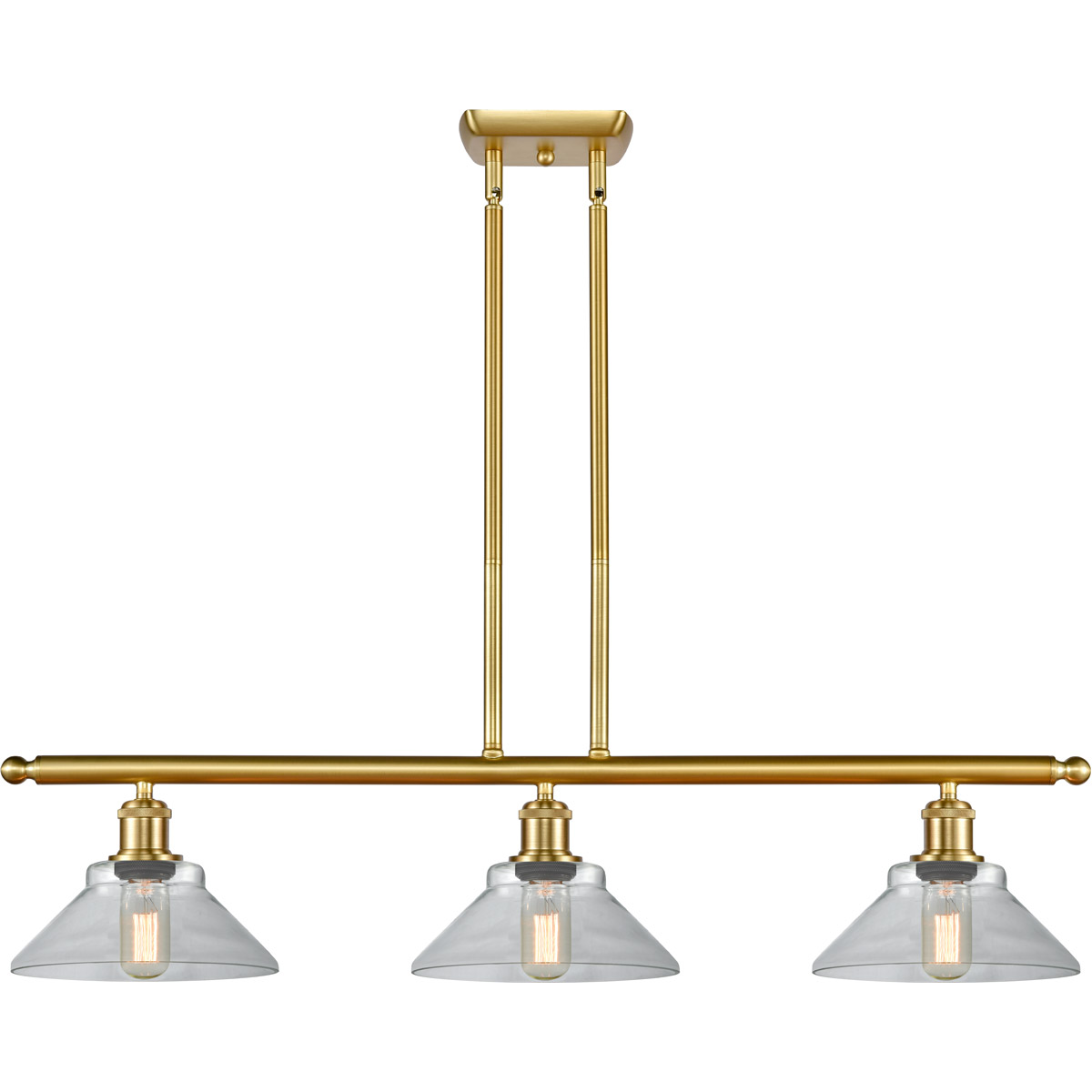 Innovations Lighting 516-3I-SG-G132-LED Ballston Orwell LED 36 inch Satin Gold Island Light Ceiling Light in Clear Glass, Ballston