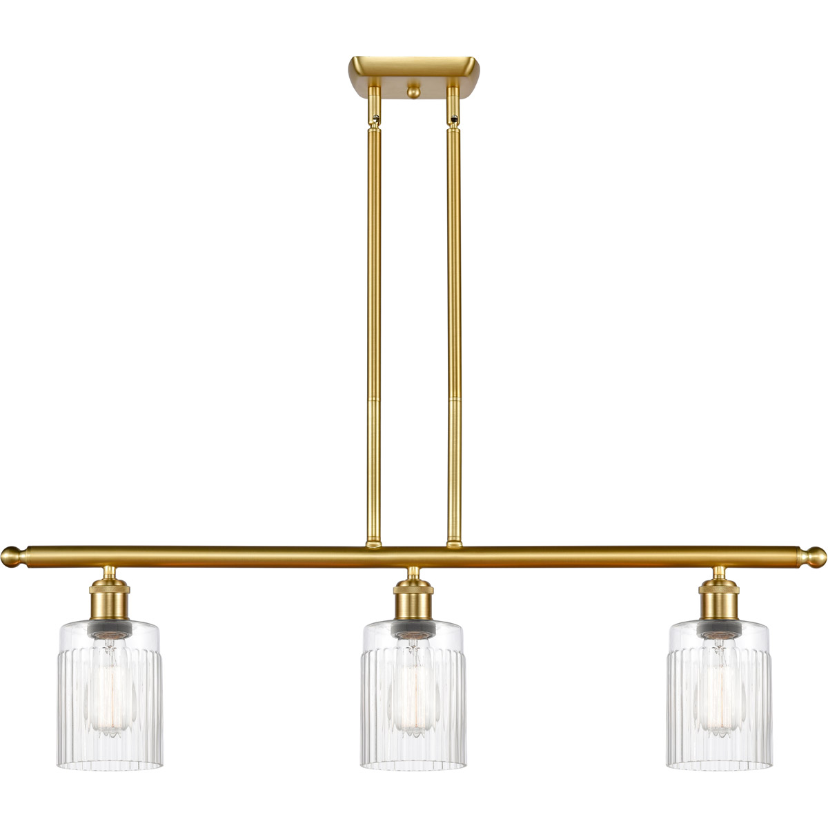 Innovations Lighting 516-3I-SG-G342-LED Ballston Hadley LED 36 inch Satin Gold Island Light Ceiling Light in Clear Glass, Ballston