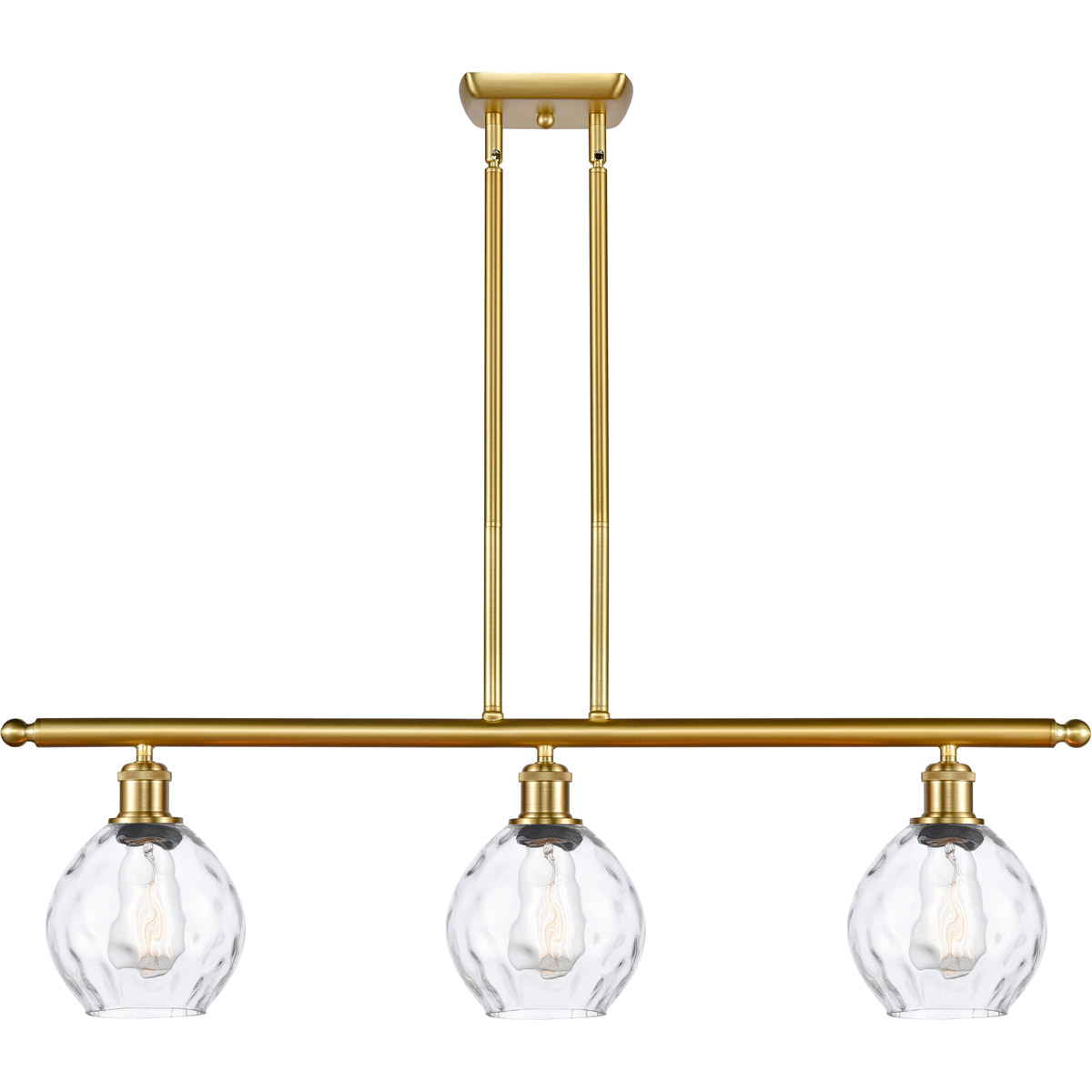Innovations Lighting 516-3I-SG-G362-LED Ballston Small Waverly LED 36 inch Satin Gold Island Light Ceiling Light, Ballston