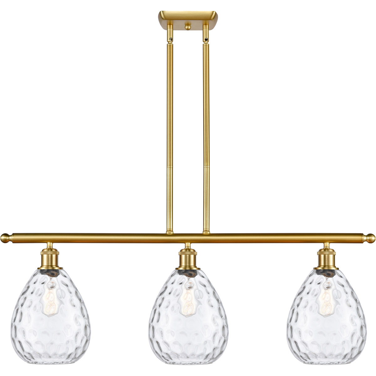 Innovations Lighting 516-3I-SG-G372 Ballston Large Waverly 3 Light 36 inch Satin Gold Island Light Ceiling Light, Ballston