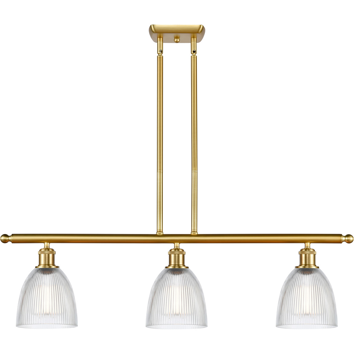 Innovations Lighting 516-3I-SG-G382-LED Ballston Castile LED 36 inch Satin Gold Island Light Ceiling Light in Clear Glass, Ballston