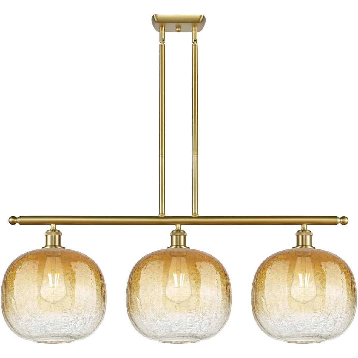 Innovations Lighting 516-3I-SG-G481-10AM Ballston Brookhaven Sphere Island Light Ceiling Light in Satin Gold, Amber Glass
