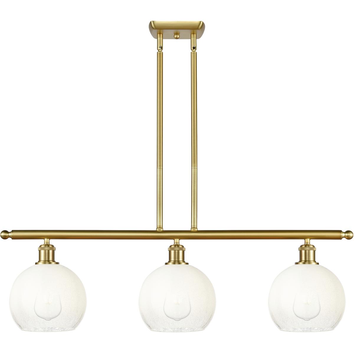 Innovations Lighting 516-3I-SG-G483-8OP Ballston Brookhaven Globe Island Light Ceiling Light in Satin Gold, Opal Glass