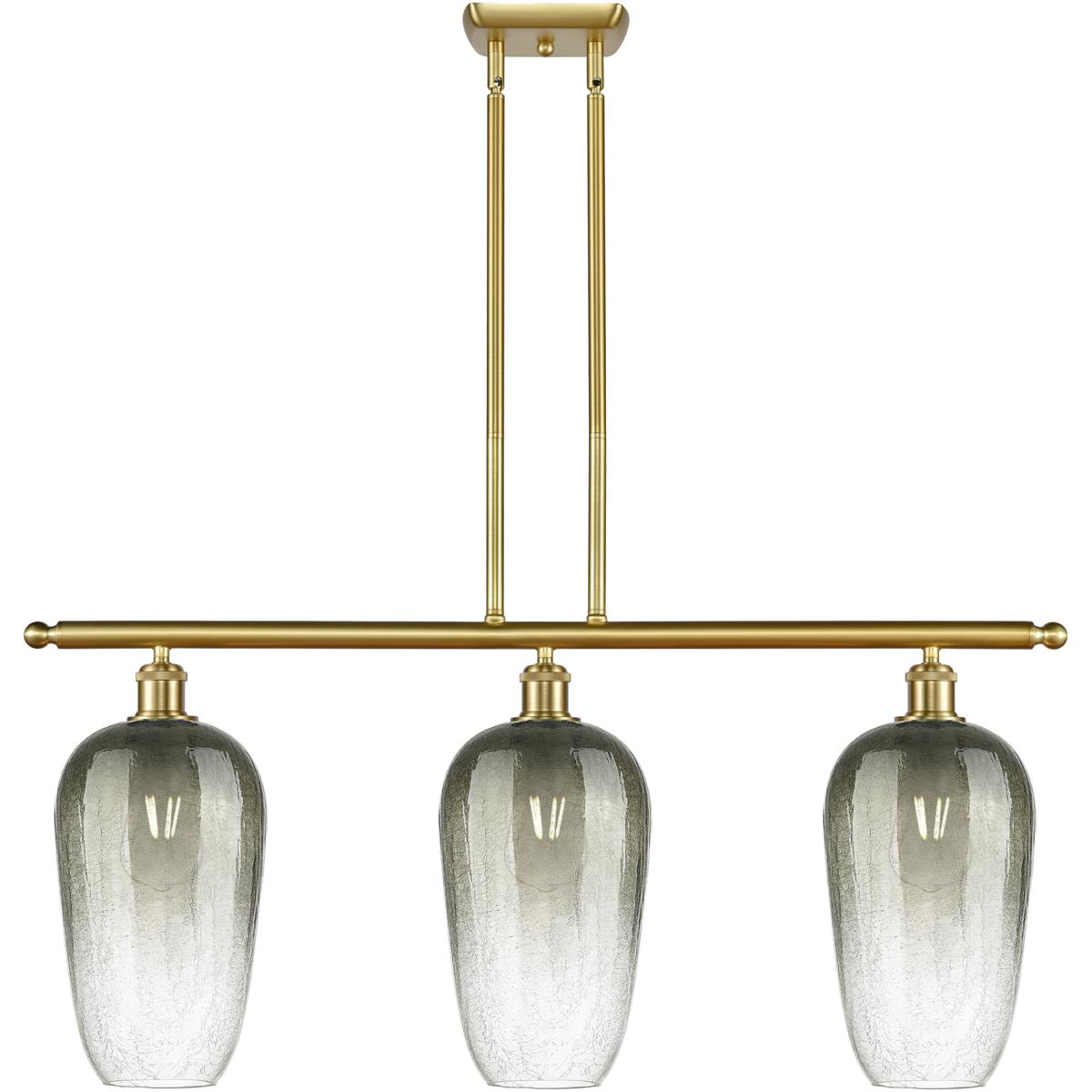 Innovations Lighting 516-3I-SG-G484-7SL Ballston Brookhaven Flute Island Light Ceiling Light in Satin Gold, Slate Glass