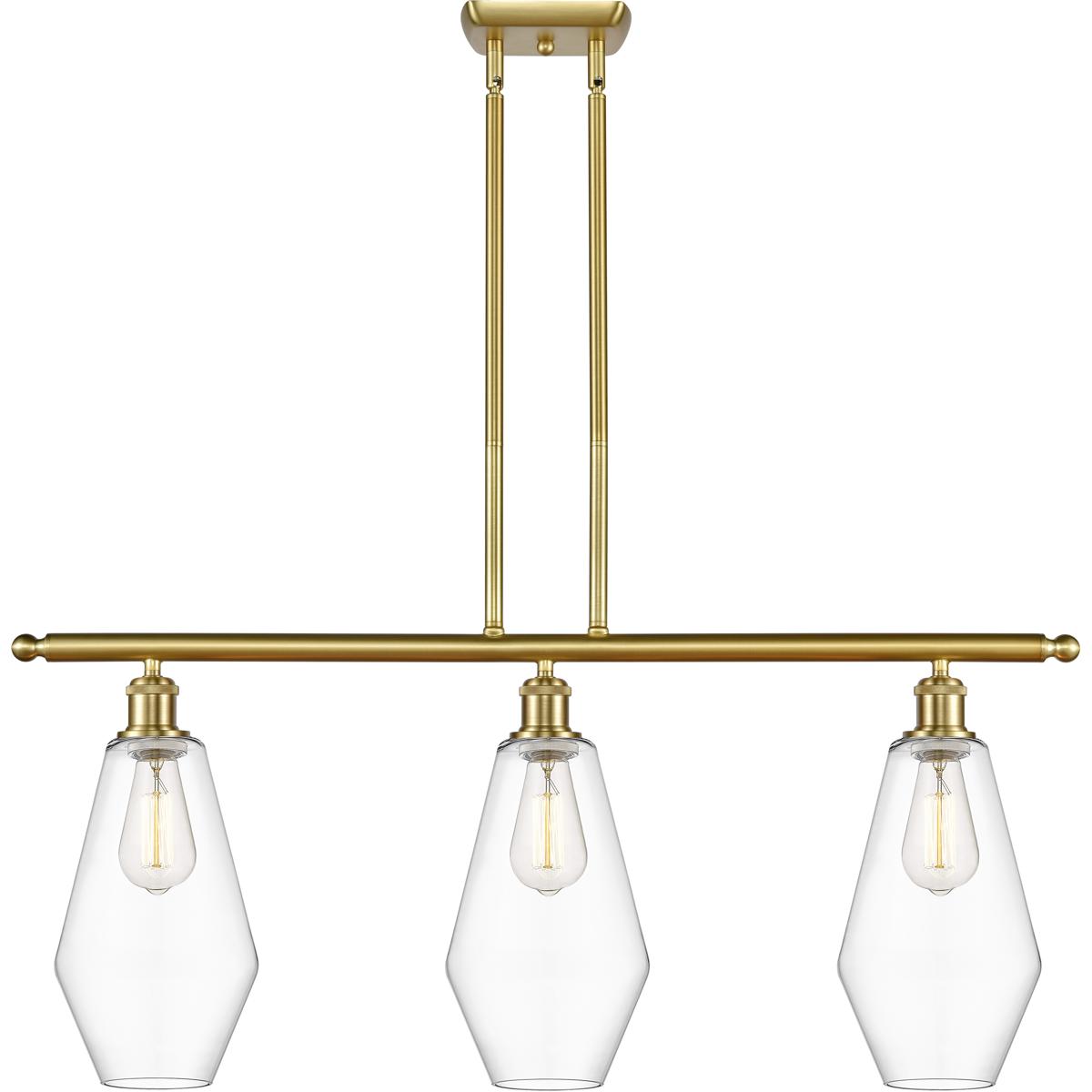 Innovations Lighting 516-3I-SG-G652-7-LED Ballston Cindyrella LED 36 inch Satin Gold Island Light Ceiling Light in Clear Glass