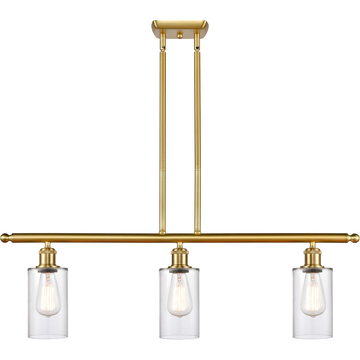 Innovations Lighting 516-3I-SG-G802-LED Ballston Clymer LED 36 inch Satin Gold Island Light Ceiling Light in Clear Glass, Ballston