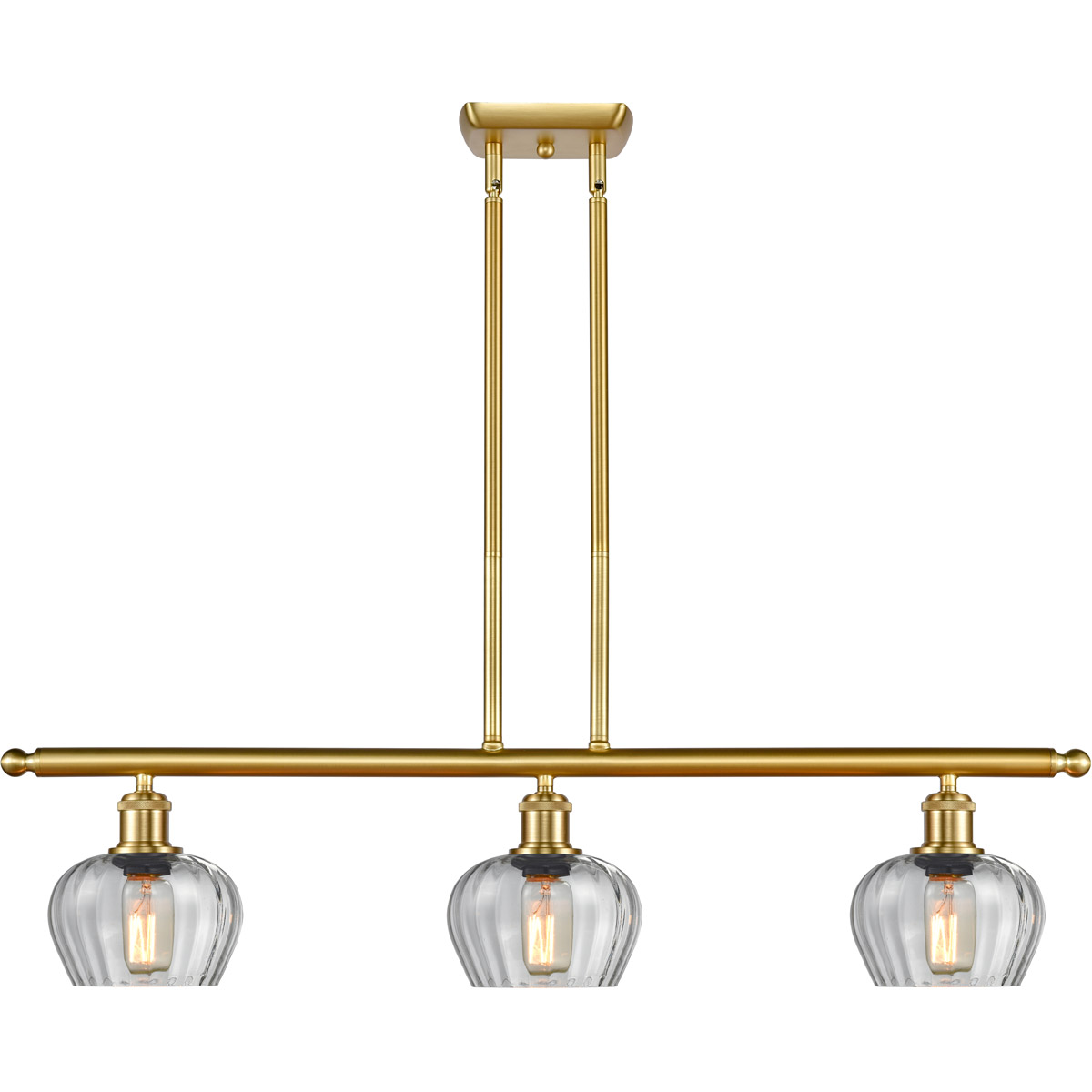 Innovations Lighting 516-3I-SG-G92-LED Ballston Fenton LED 36 inch Satin Gold Island Light Ceiling Light in Clear Glass, Ballston