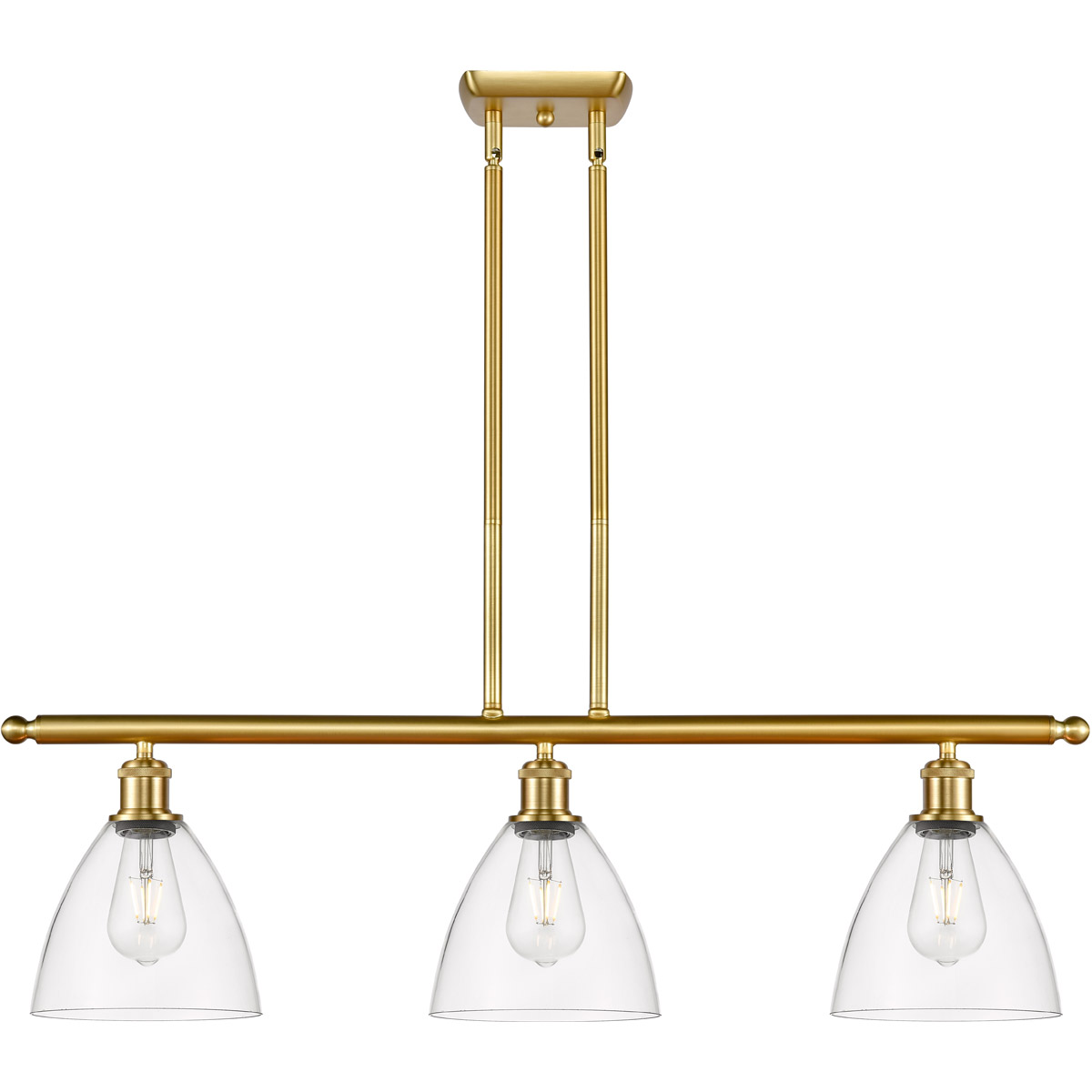 Innovations Lighting 516-3I-SG-GBD-752-LED Ballston Dome LED 36 inch Satin Gold Island Light Ceiling Light in Clear Glass