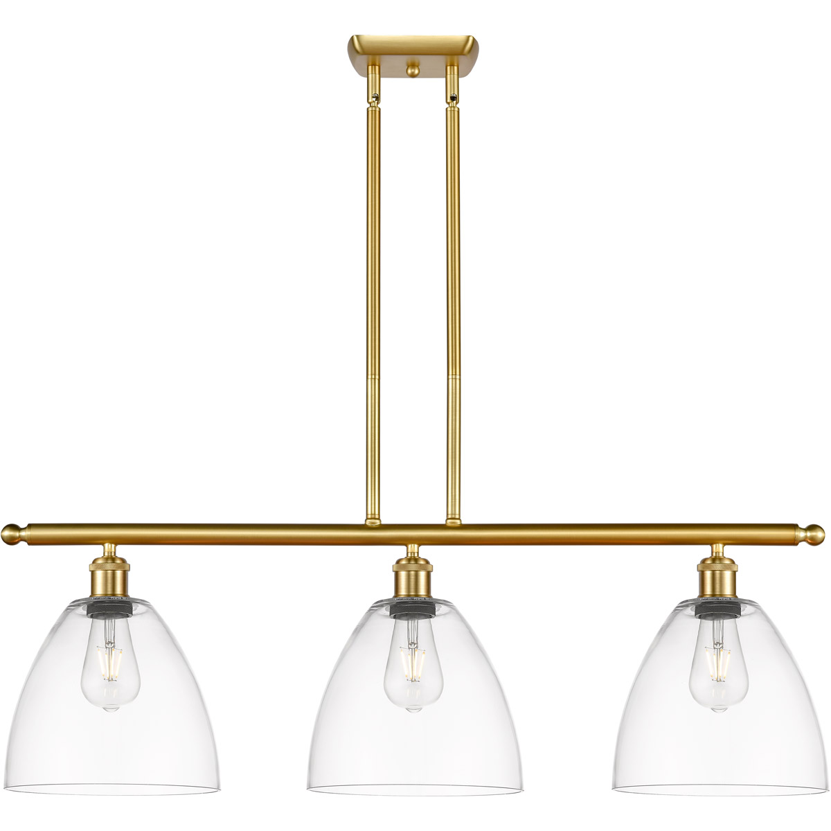 Innovations Lighting 516-3I-SG-GBD-92-LED Ballston Dome LED 36 inch Satin Gold Island Light Ceiling Light in Clear Glass