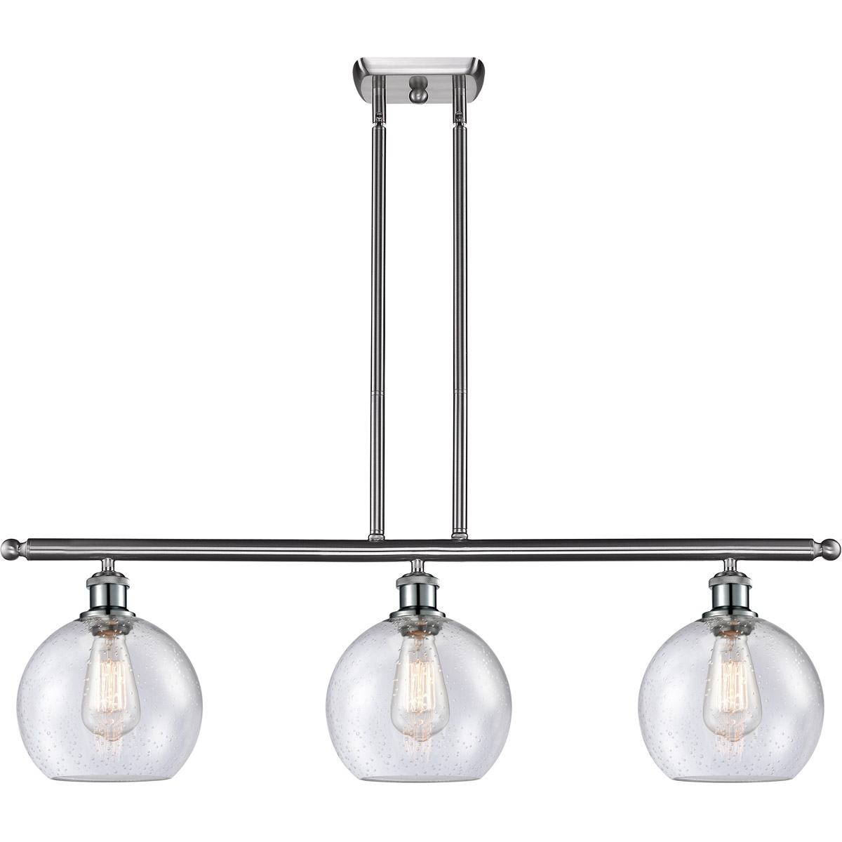 Innovations Lighting 516-3I-SN-G124-8-LED Ballston Athens LED 36 inch Brushed Satin Nickel Island Light Ceiling Light in Seedy Glass