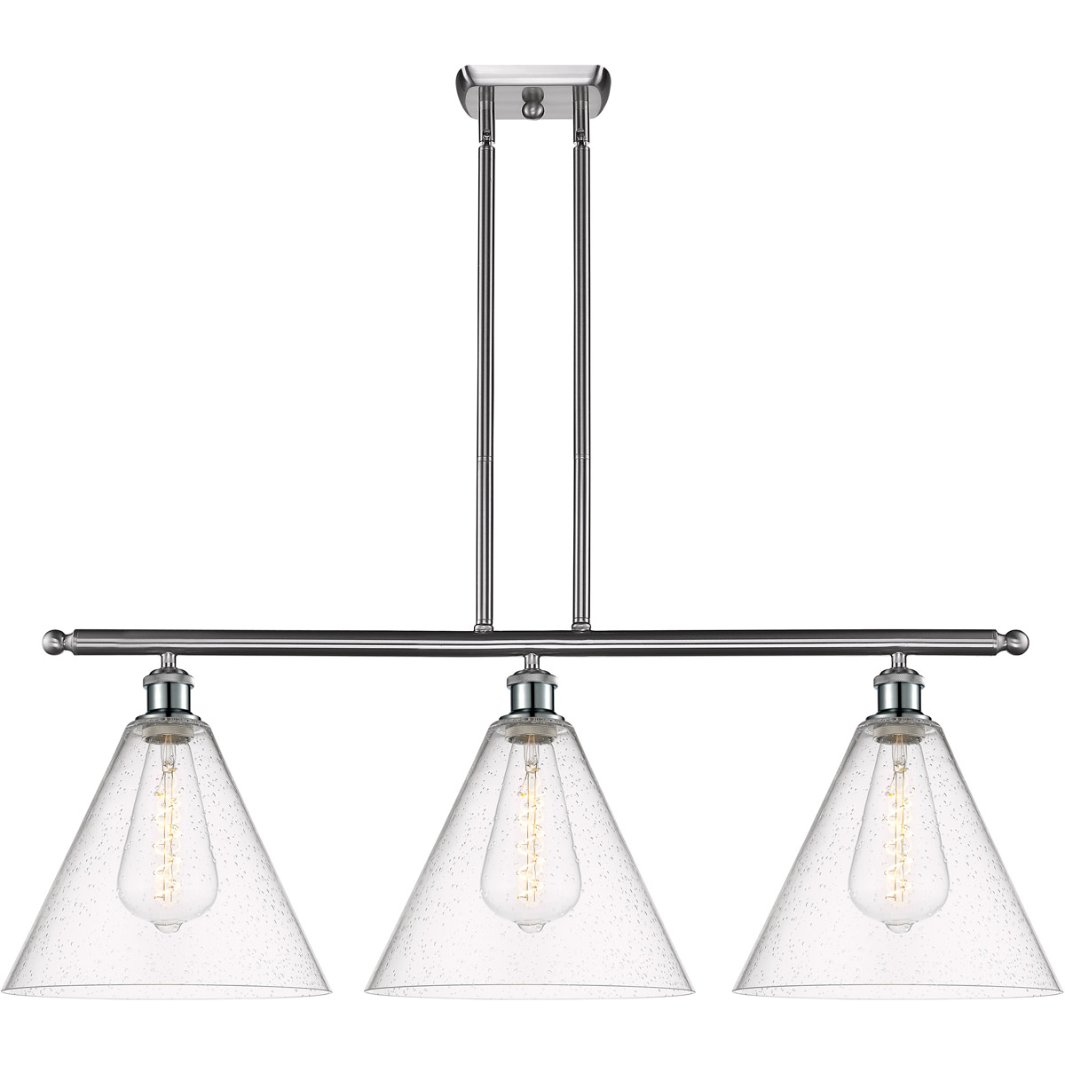 Innovations Lighting 516-3I-SN-GBC-124 Ballston Ballston Cone 3 Light 39 inch Brushed Satin Nickel Island Light Ceiling Light in Seedy Glass