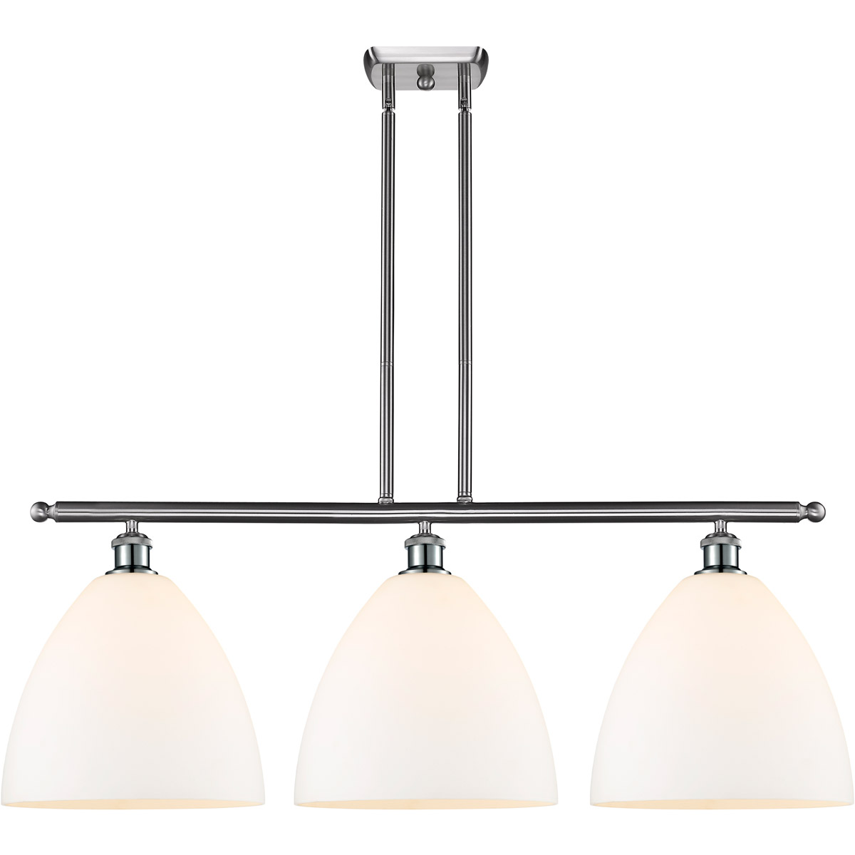 Innovations Lighting 516-3I-SN-GBD-121-LED Ballston Ballston Dome LED 38.5 inch Brushed Satin Nickel Island Light Ceiling Light in Matte White Glass