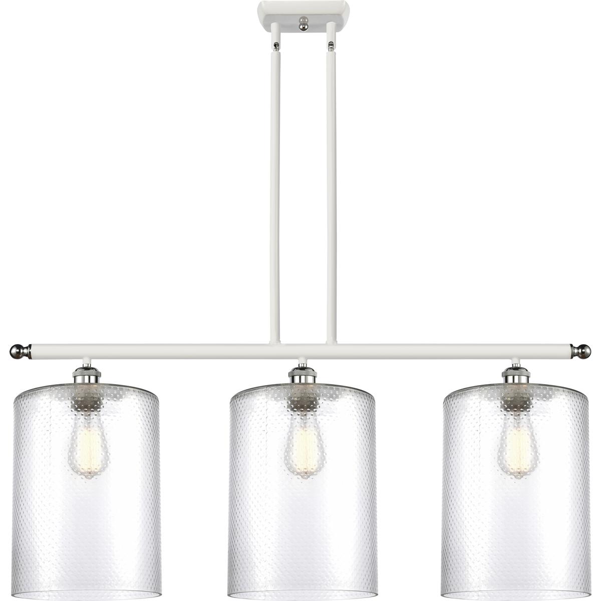 Innovations Lighting 516-3I-WPC-G112-L Ballston Cobbleskill 3 Light 36 inch White and Polished Chrome Island Light Ceiling Light in Clear Glass
