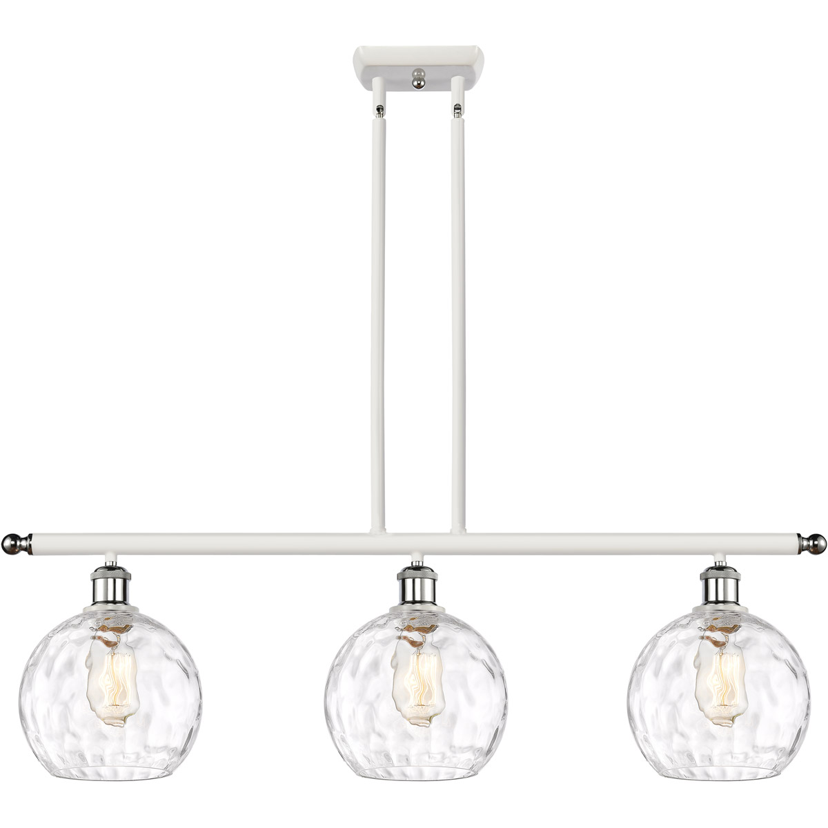 Innovations Lighting 516-3I-WPC-G1215-8-LED Ballston Athens Water Glass LED 36 inch White and Polished Chrome Island Light Ceiling Light