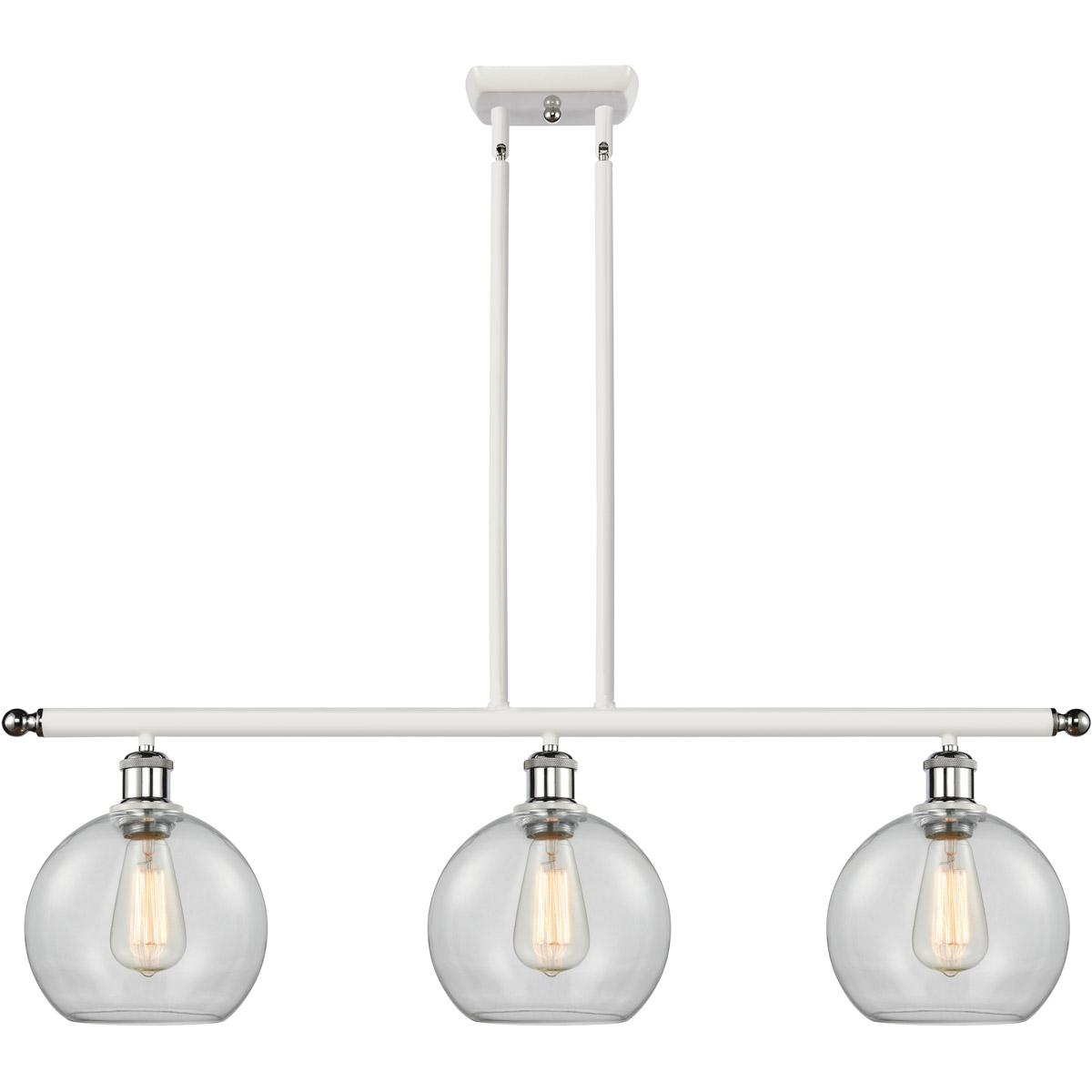 Innovations Lighting 516-3I-WPC-G122-8-LED Ballston Athens LED 36 inch White and Polished Chrome Island Light Ceiling Light in Clear Glass