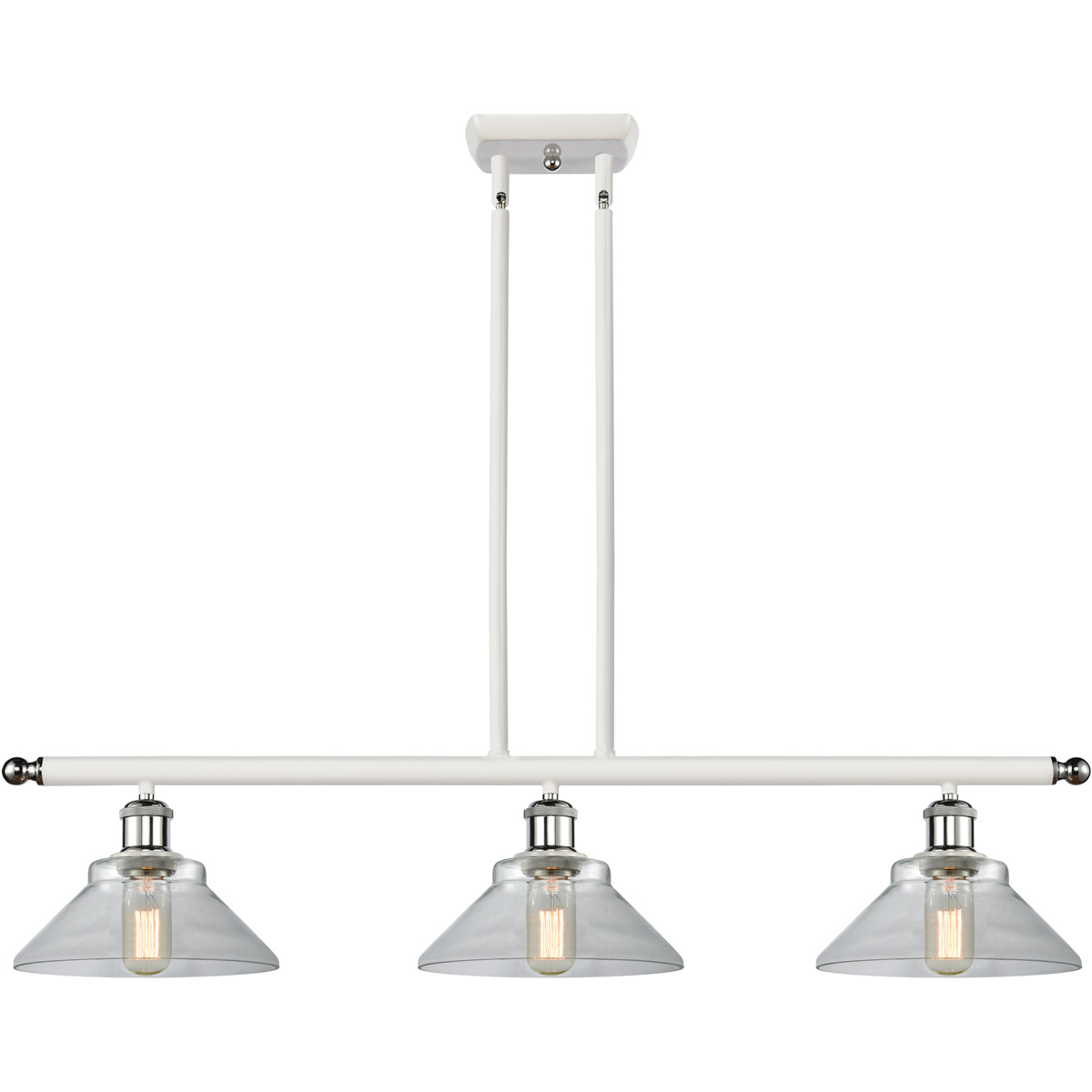 Innovations Lighting 516-3I-WPC-G132-LED Ballston Orwell LED 36 inch White and Polished Chrome Island Light Ceiling Light in Clear Glass, Ballston