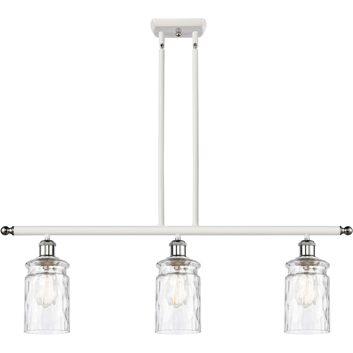 Innovations Lighting 516-3I-WPC-G352-LED Ballston Candor LED 36 inch White and Polished Chrome Island Light Ceiling Light in Clear Waterglass, Ballsto