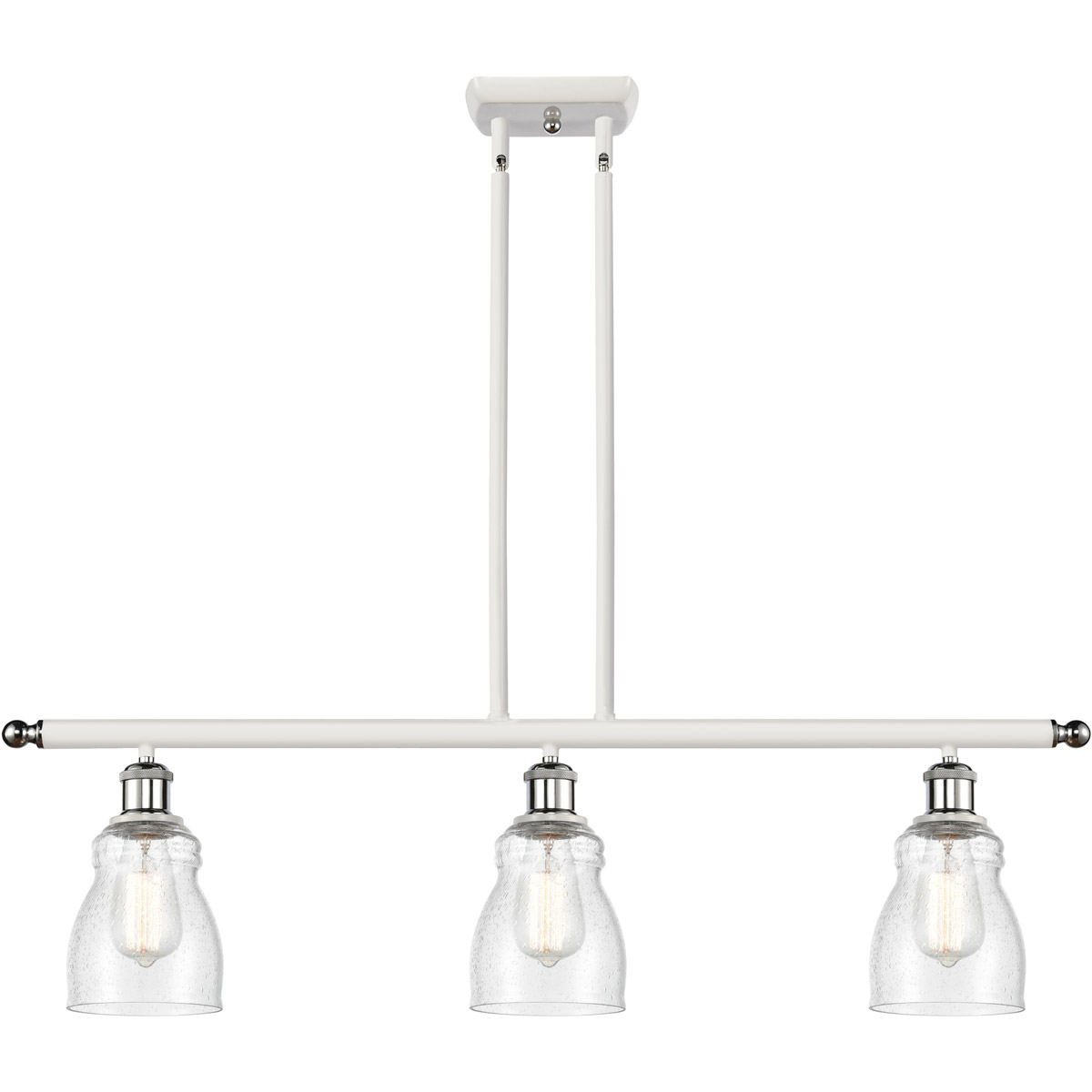 Innovations Lighting 516-3I-WPC-G394-LED Ballston Ellery LED 36 inch White and Polished Chrome Island Light Ceiling Light in Seedy Glass, Ballston