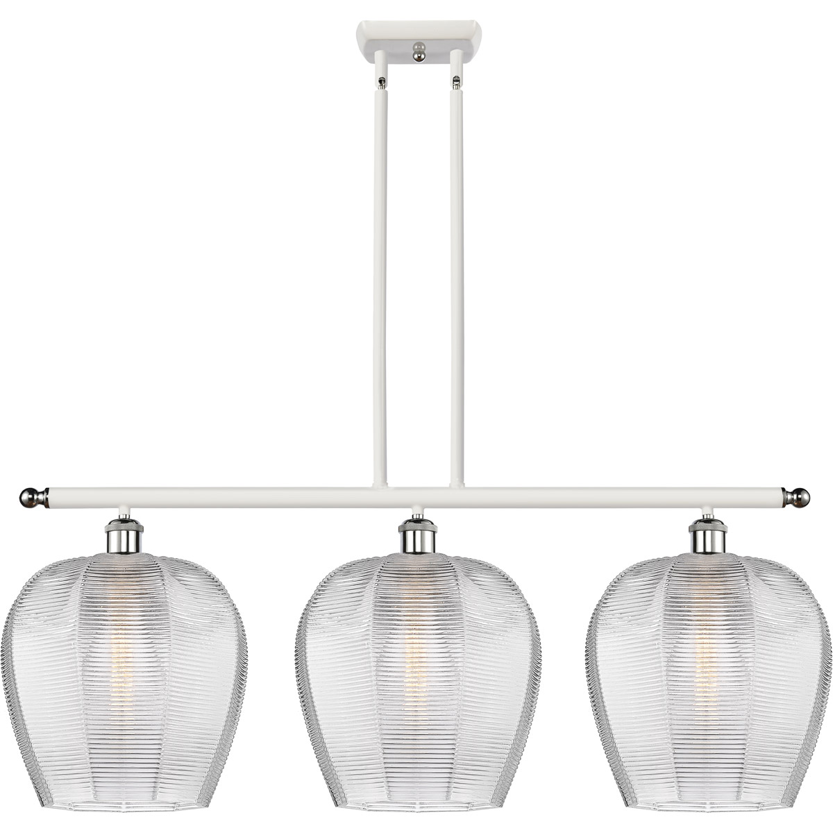 Innovations Lighting 516-3I-WPC-G462-12-LED Ballston Norfolk LED 38 inch White and Polished Chrome Island Light Ceiling Light in Clear Glass