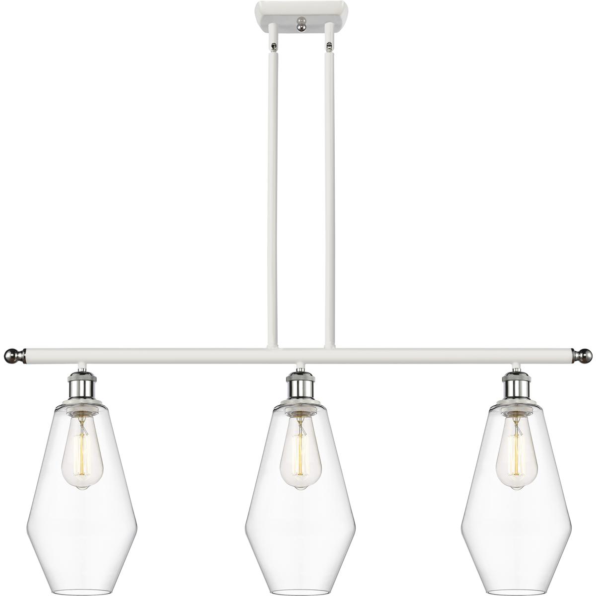 Innovations Lighting 516-3I-WPC-G652-7 Ballston Cindyrella 3 Light 36 inch White and Polished Chrome Island Light Ceiling Light in Incandescent, Clear