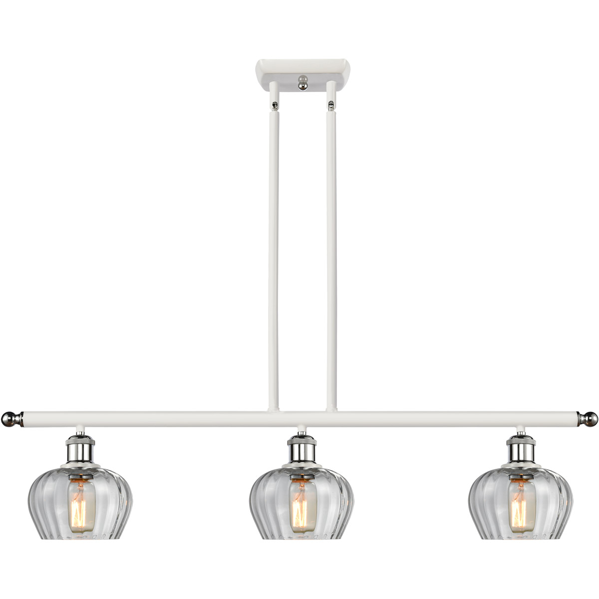 Innovations Lighting 516-3I-WPC-G92-LED Ballston Fenton LED 36 inch White and Polished Chrome Island Light Ceiling Light in Clear Glass, Ballston