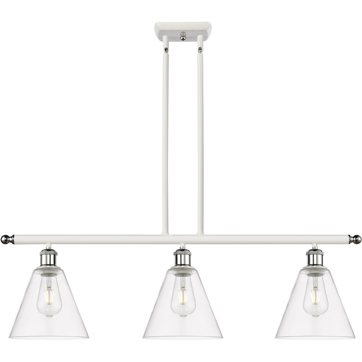 Innovations Lighting 516-3I-WPC-GBC-82-LED Ballston Ballston Cone LED 36 inch White and Polished Chrome Island Light Ceiling Light in Clear Glass