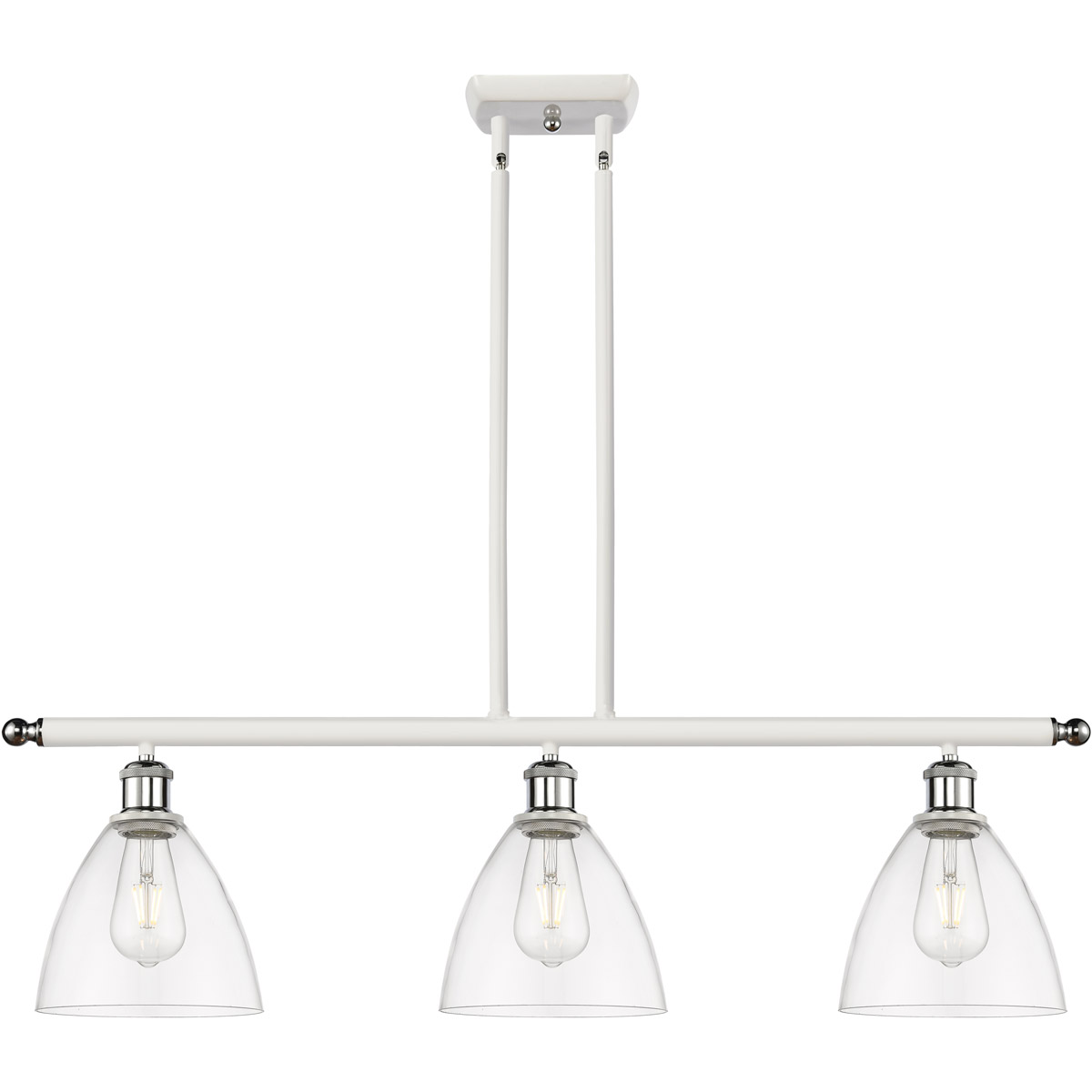 Innovations Lighting 516-3I-WPC-GBD-752-LED Ballston Ballston Dome LED 36 inch White and Polished Chrome Island Light Ceiling Light in Clear Glass