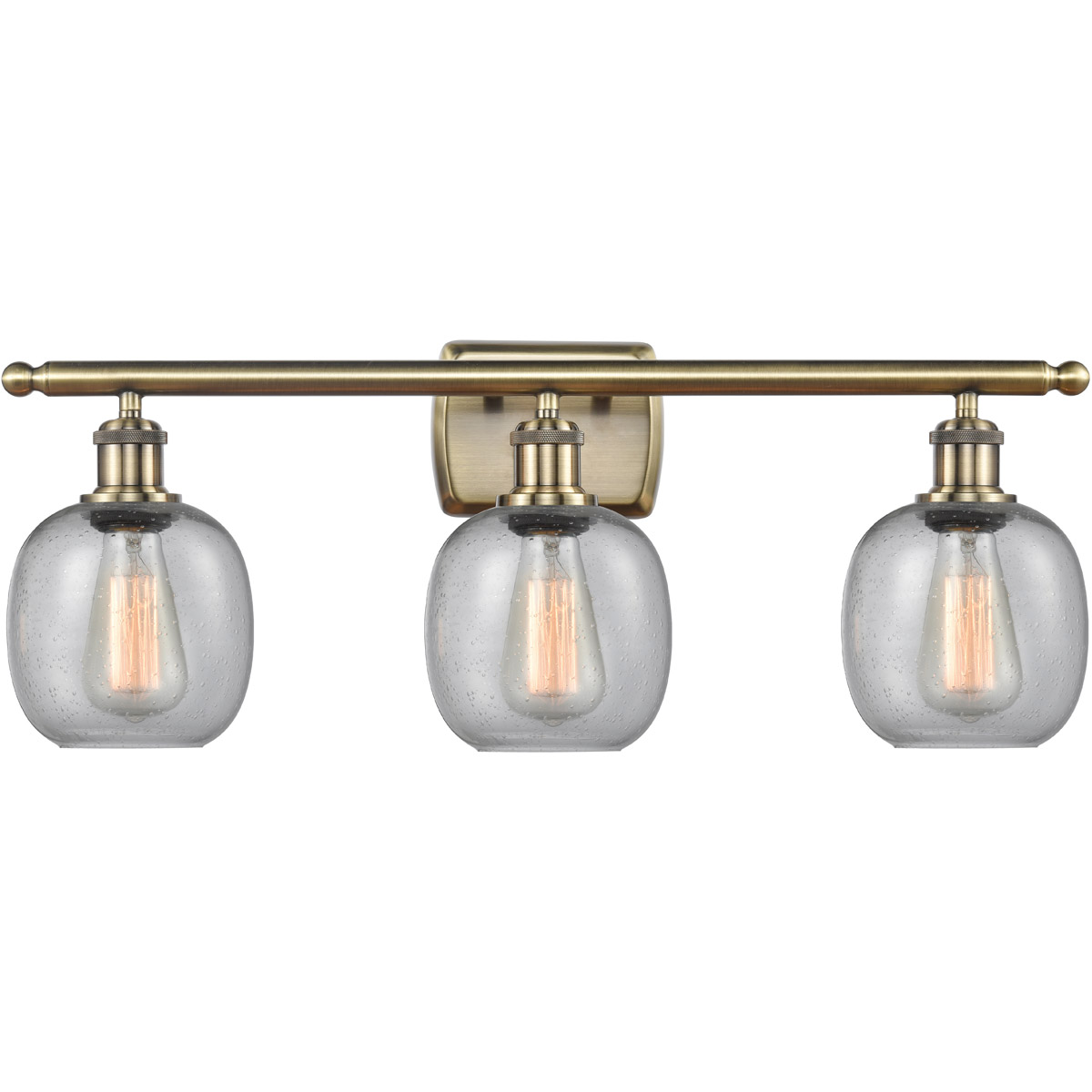 Innovations Lighting 516-3W-AB-G104 Ballston Belfast 3 Light 26 inch Antique Brass Bath Vanity Light Wall Light in Incandescent, Seedy Glass, Ballston