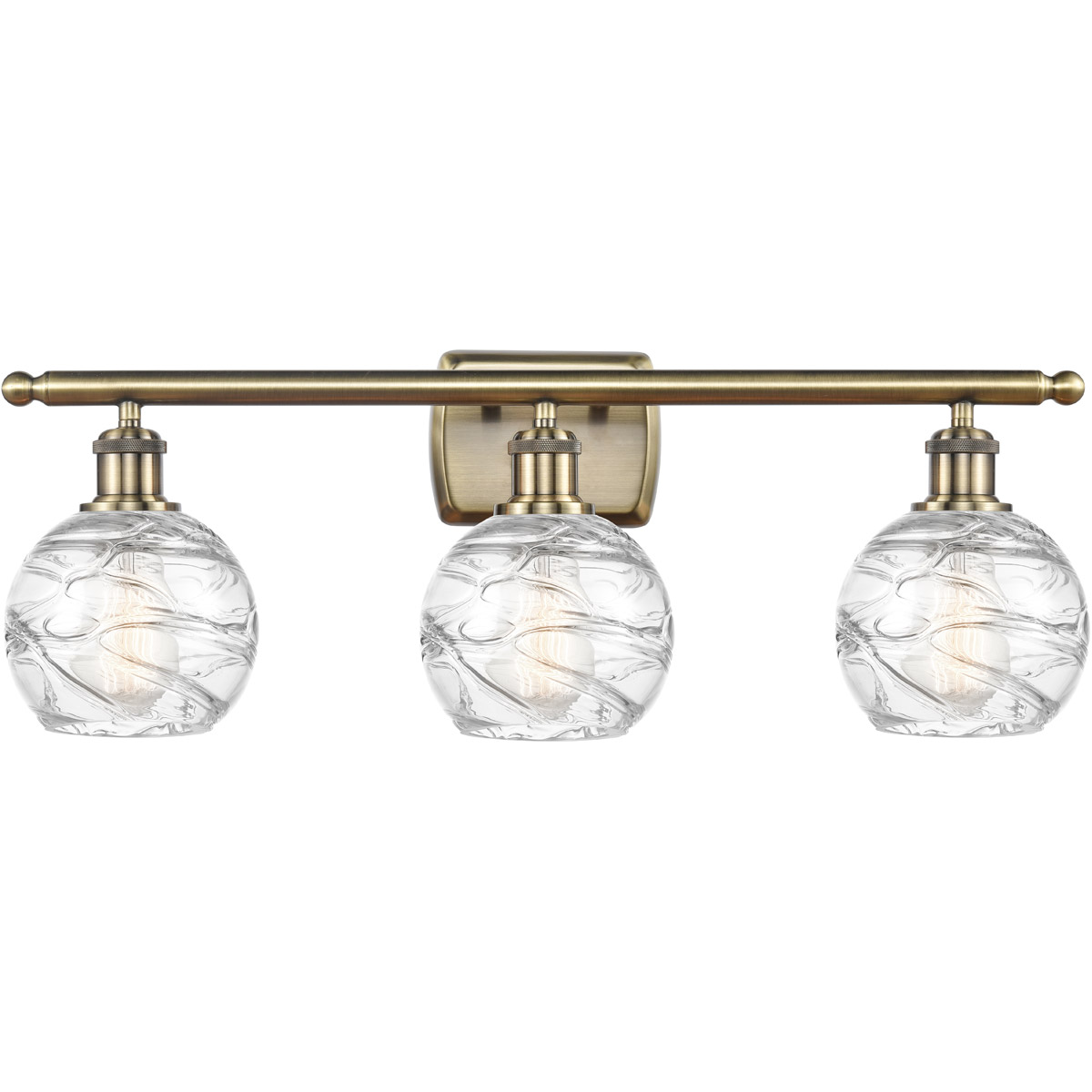 Innovations Lighting 516-3W-AB-G1213-6-LED Ballston Small Deco Swirl LED 26 inch Antique Brass Bath Vanity Light Wall Light, Ballston
