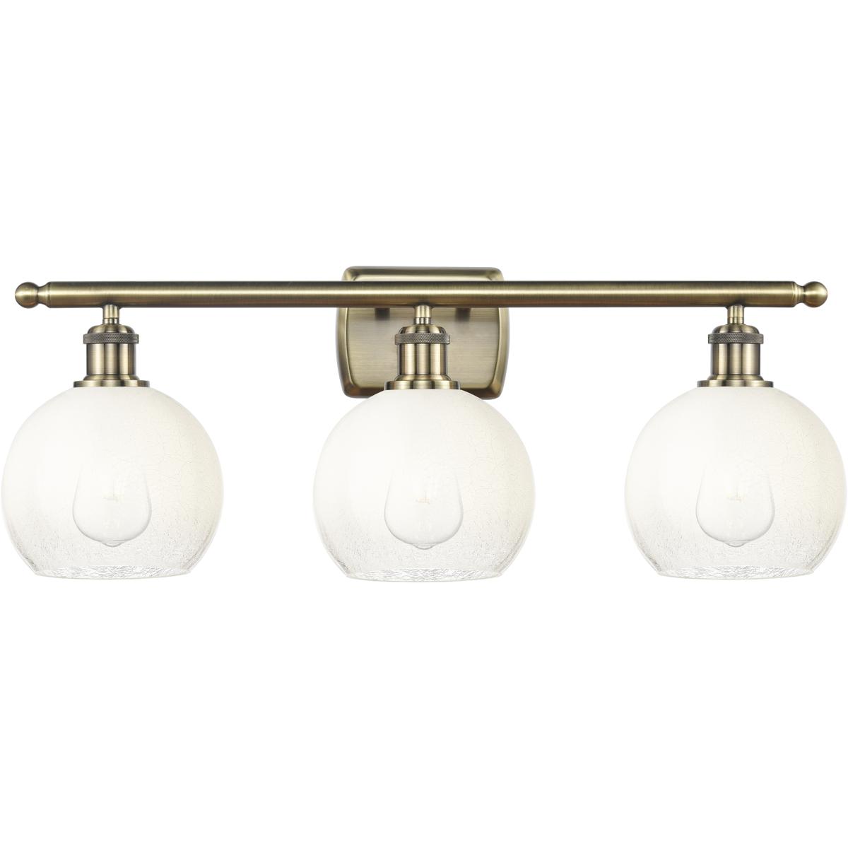 Innovations Lighting 516-3W-AB-G483-8OP Ballston Brookhaven Globe 3 Light 28 inch Antique Brass Bath Vanity Light Wall Light in Opal Glass
