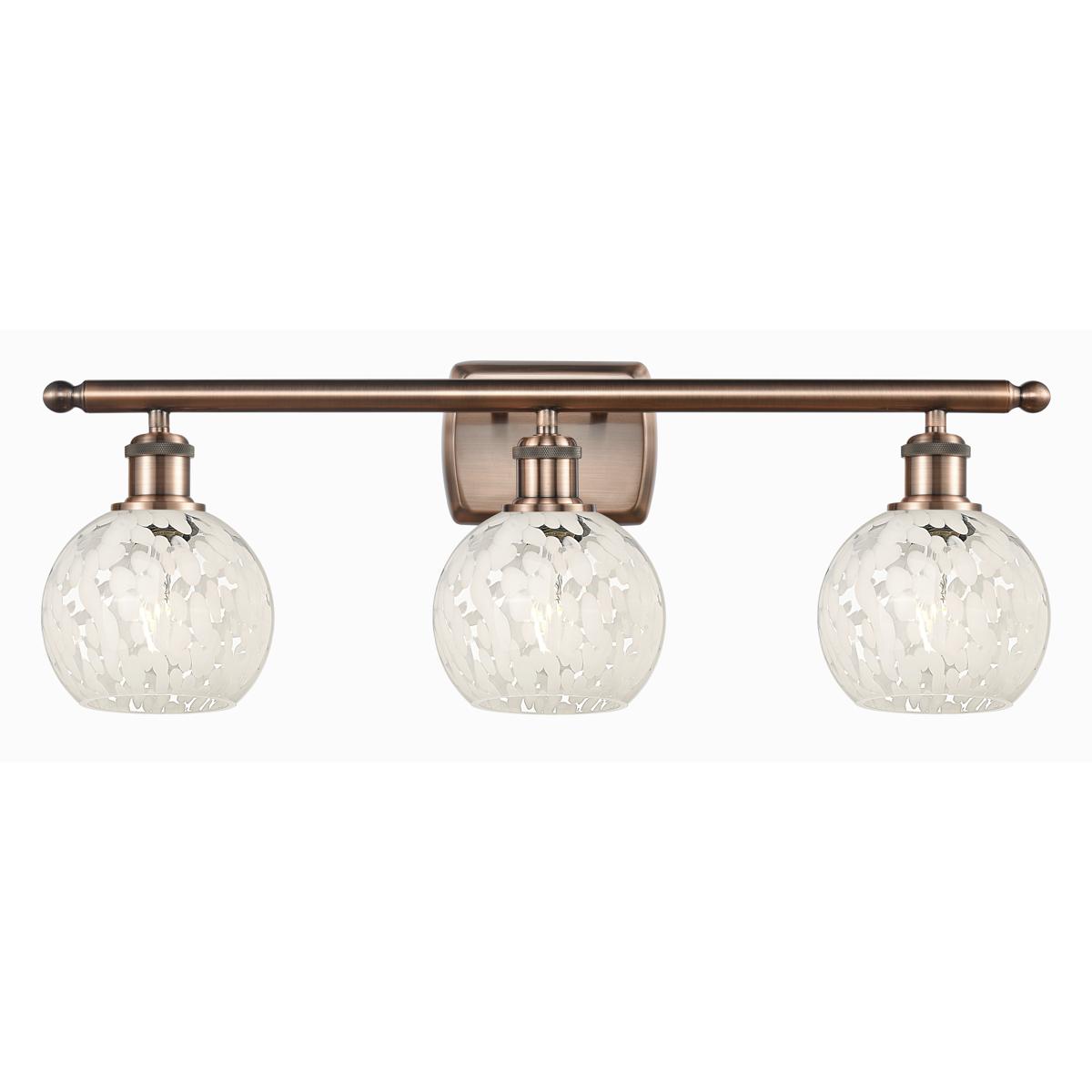 Innovations Lighting 516-3W-AC-G1216-6WM Ballston White Mouchette 3 Light 26 inch Antique Copper Bath Vanity Light Wall Light