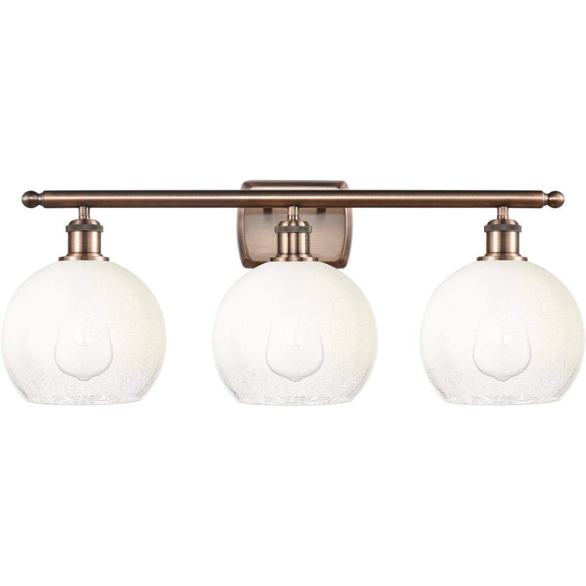 Innovations Lighting 516-3W-AC-G483-8OP Ballston Brookhaven Globe 3 Light 28 inch Antique Copper Bath Vanity Light Wall Light in Opal Glass