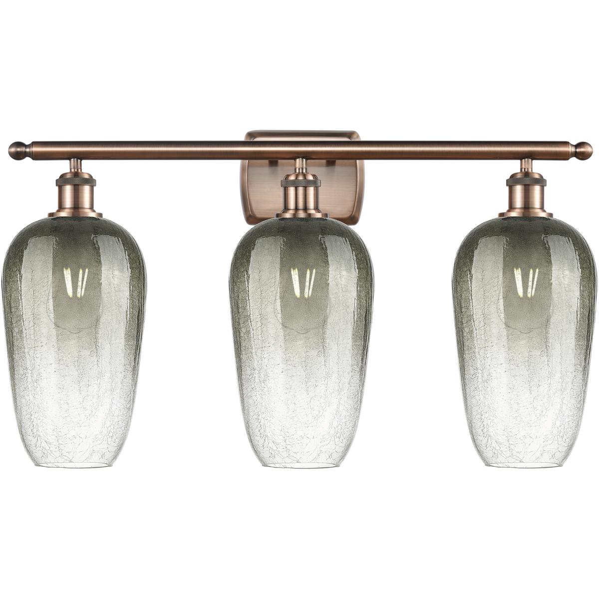 Innovations Lighting 516-3W-AC-G484-7SL Ballston Brookhaven Flute 3 Light 27 inch Antique Copper Bath Vanity Light Wall Light in Slate Glass